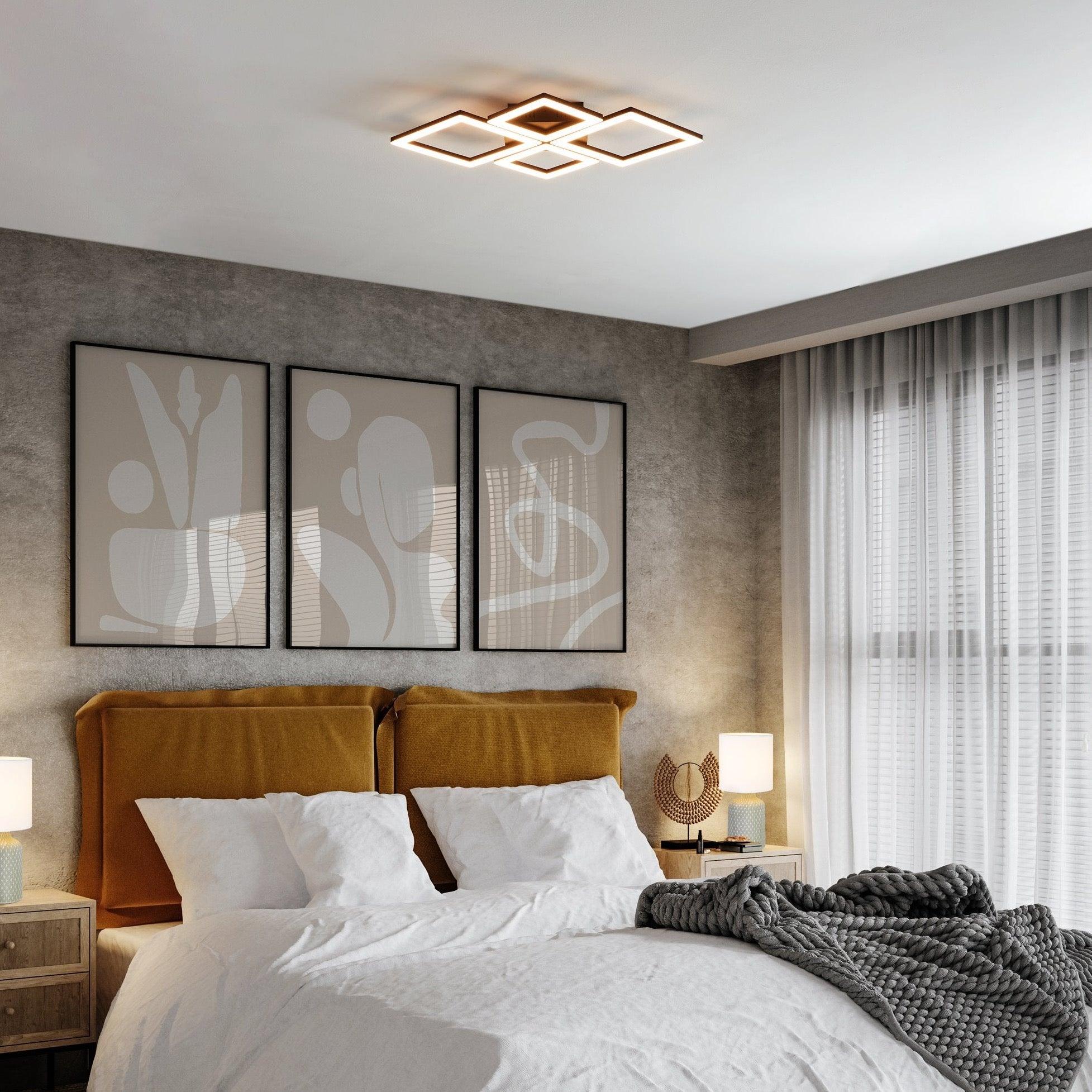 Eglo Connect Paranday-Z Smart LED Black & White Flush - 4 Square Design-WAREHOUSE-40-200326