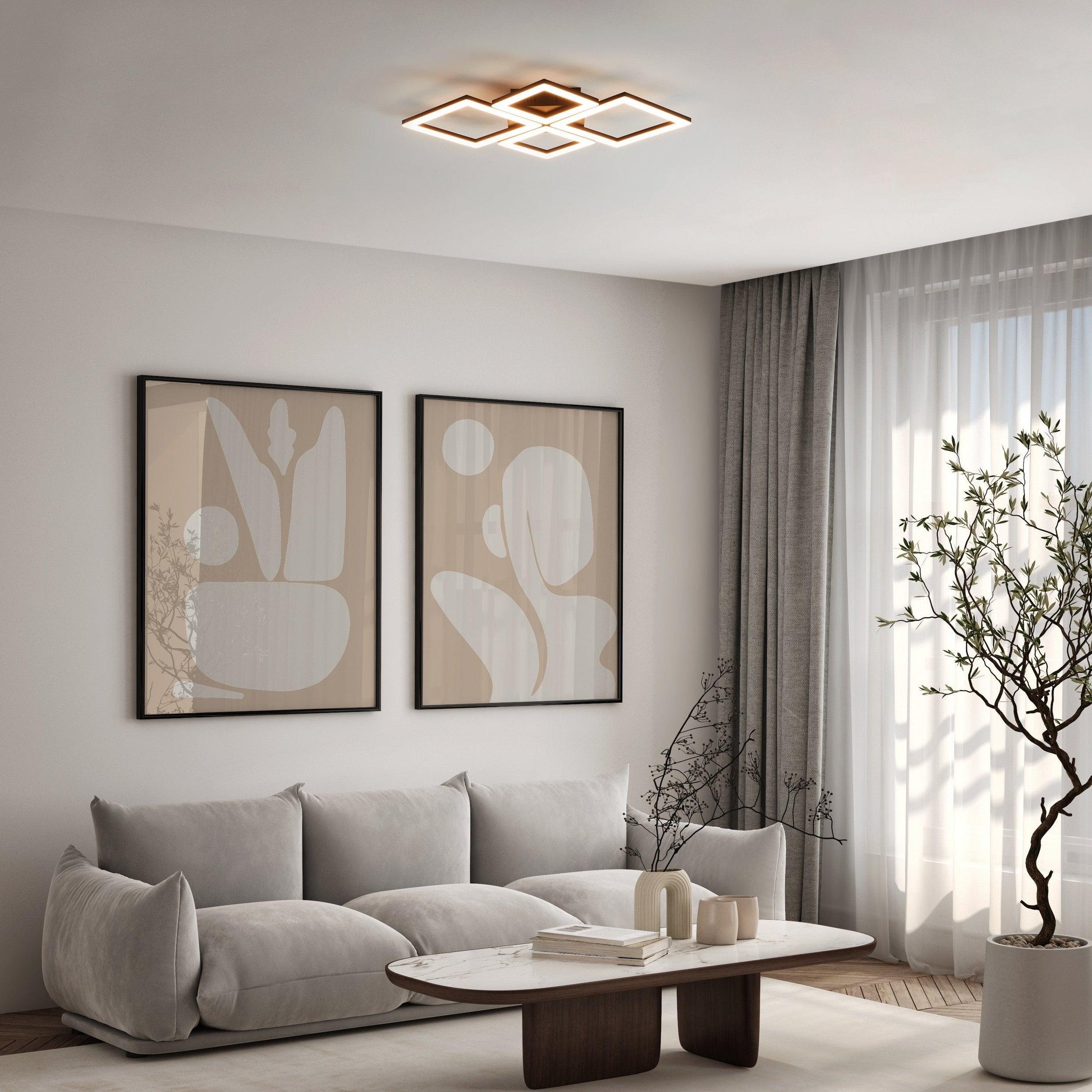 eglo connect paranday z smart led black white flush 4 square design living room image