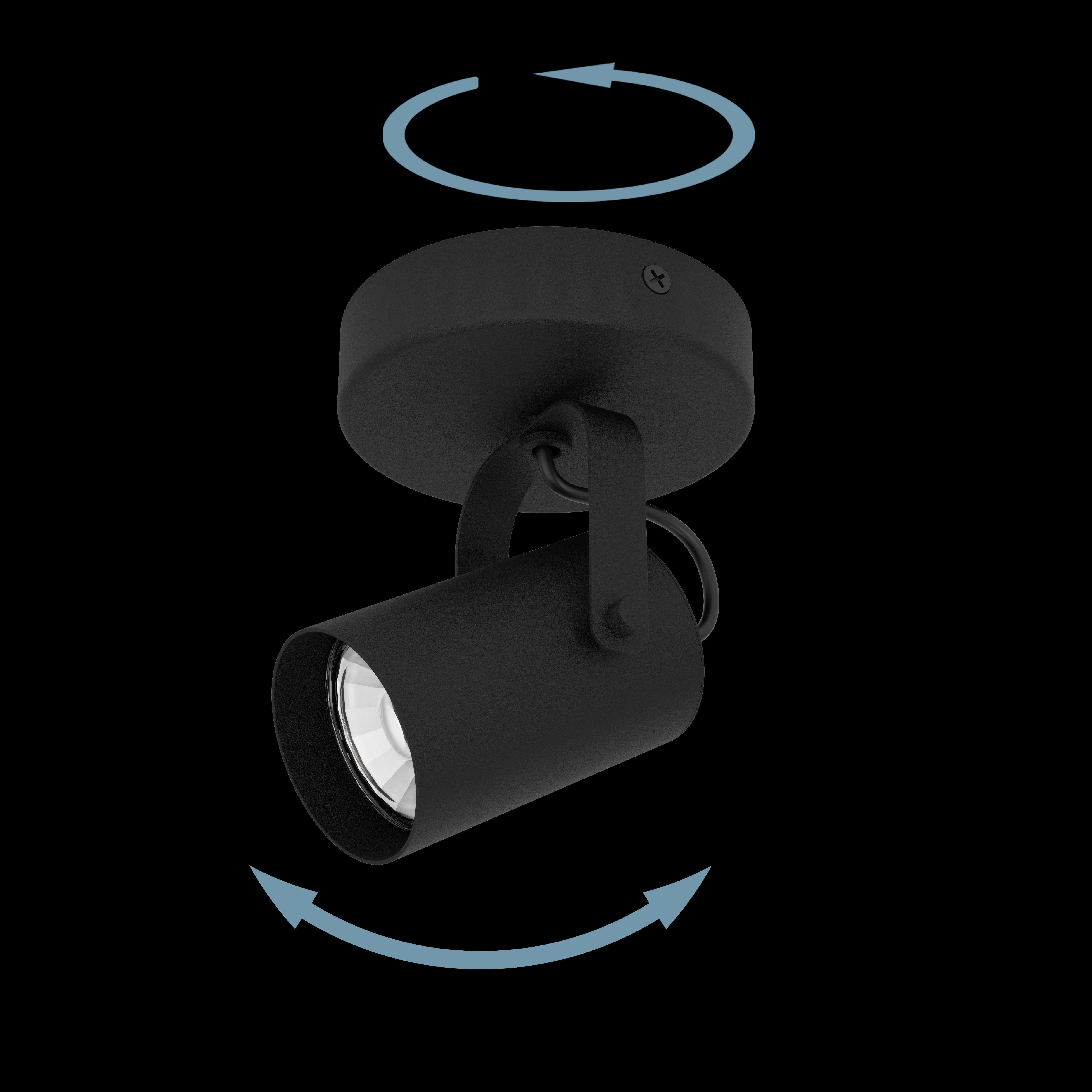 eglo sorego black wall spotlight living room close up