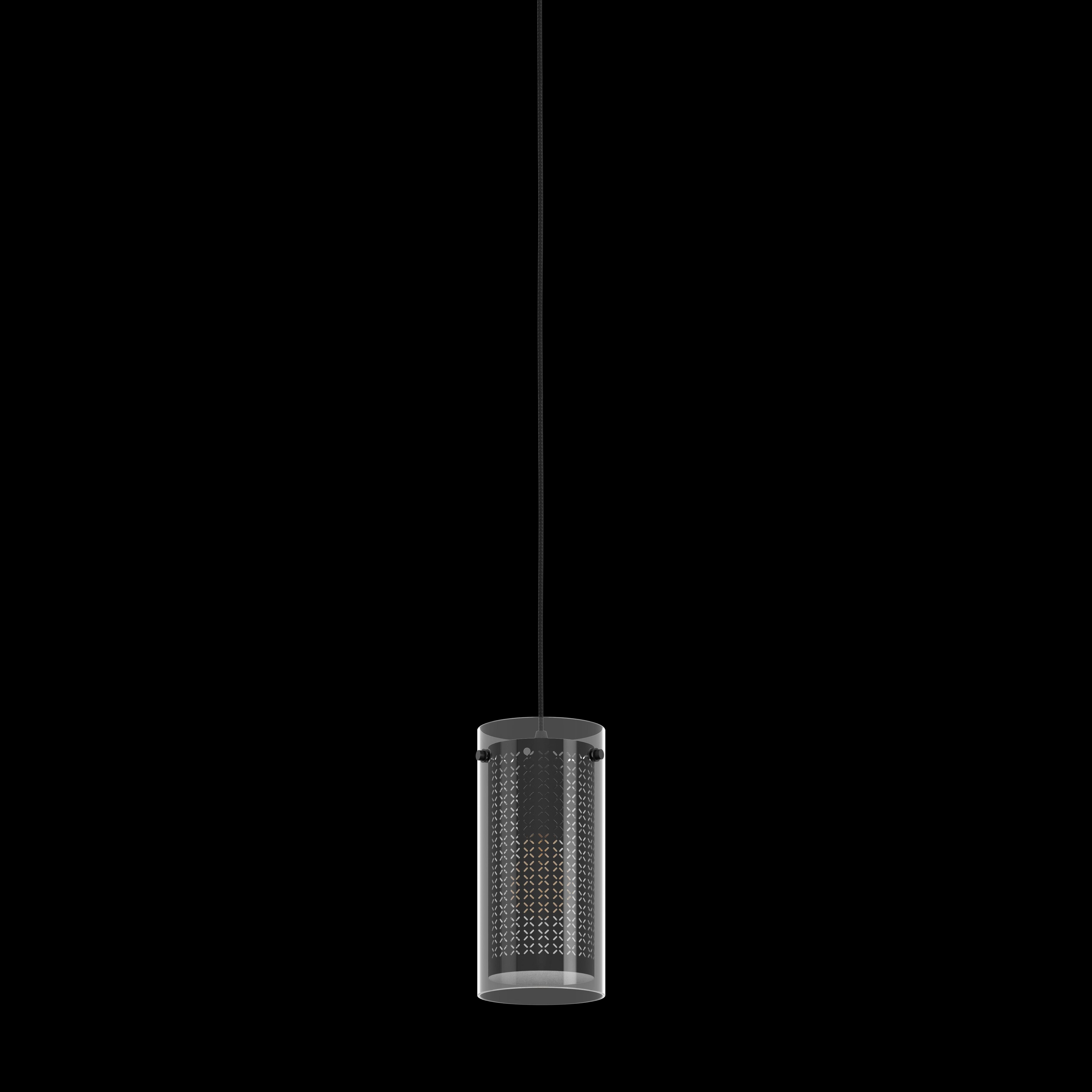 eglo pinto textil 1 cylindrical glass black fabric pendant Kitchen Lighting Close Up