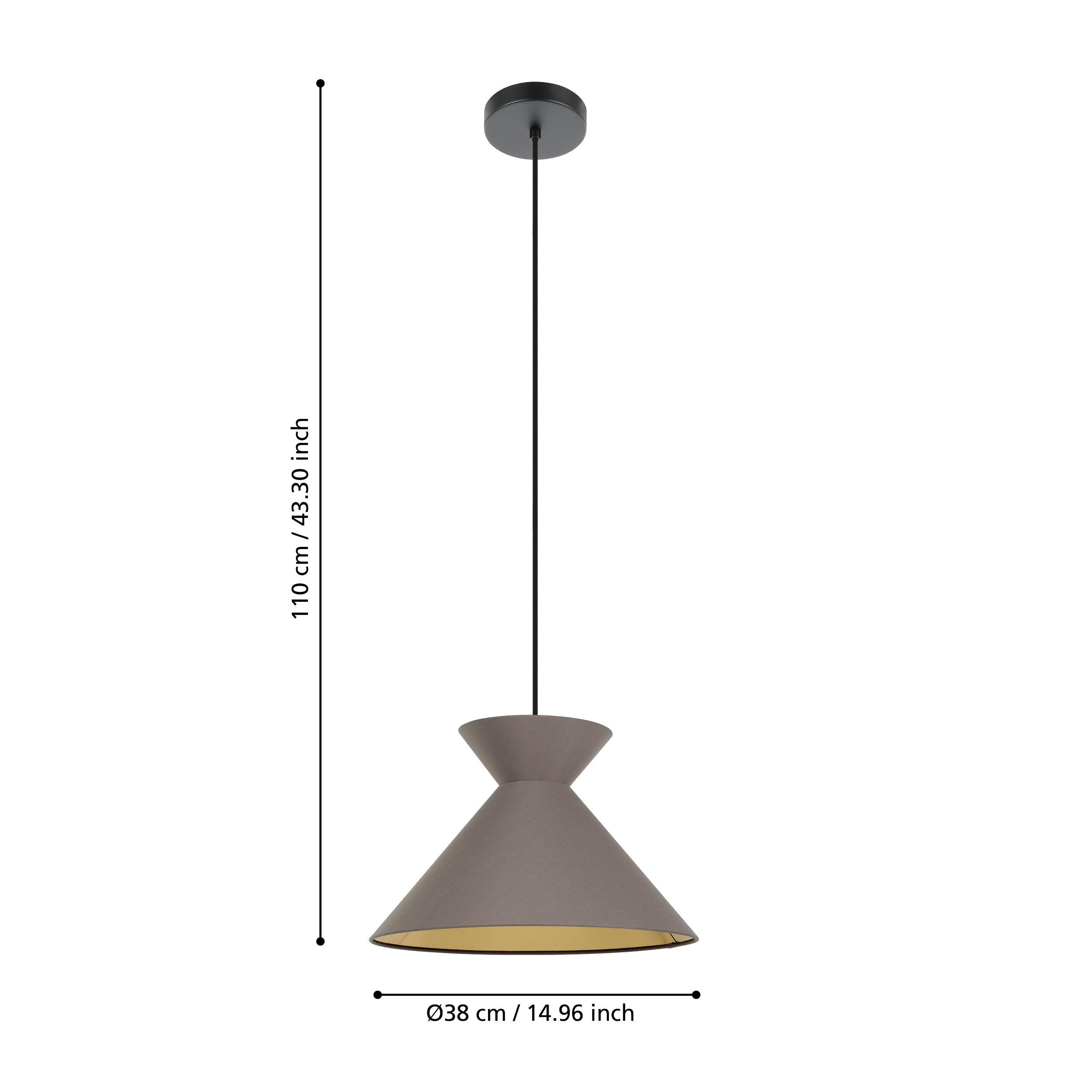 eglo nastasia brown gold fabric ceiling pendant living room close up