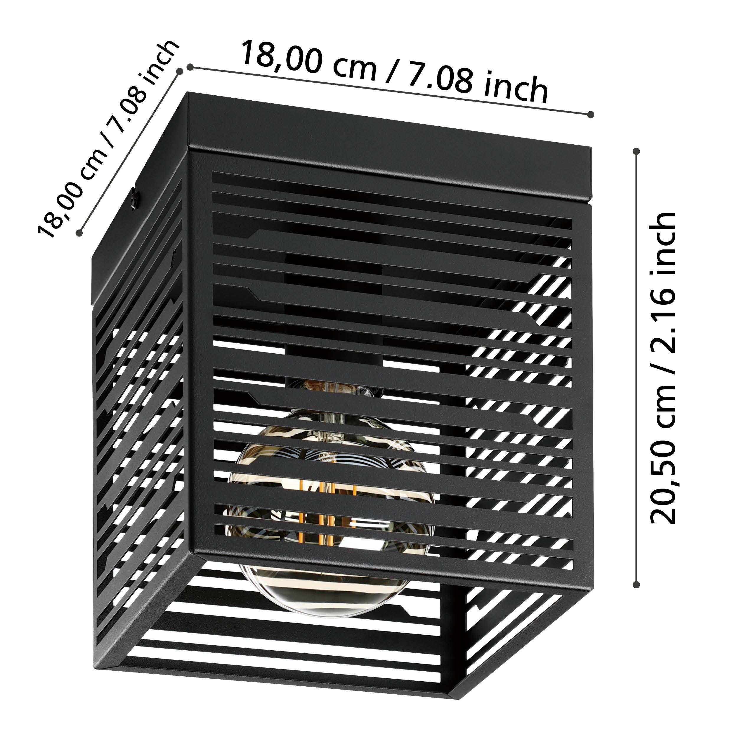 eglo piedritas square black metal flush ceiling light living room close up