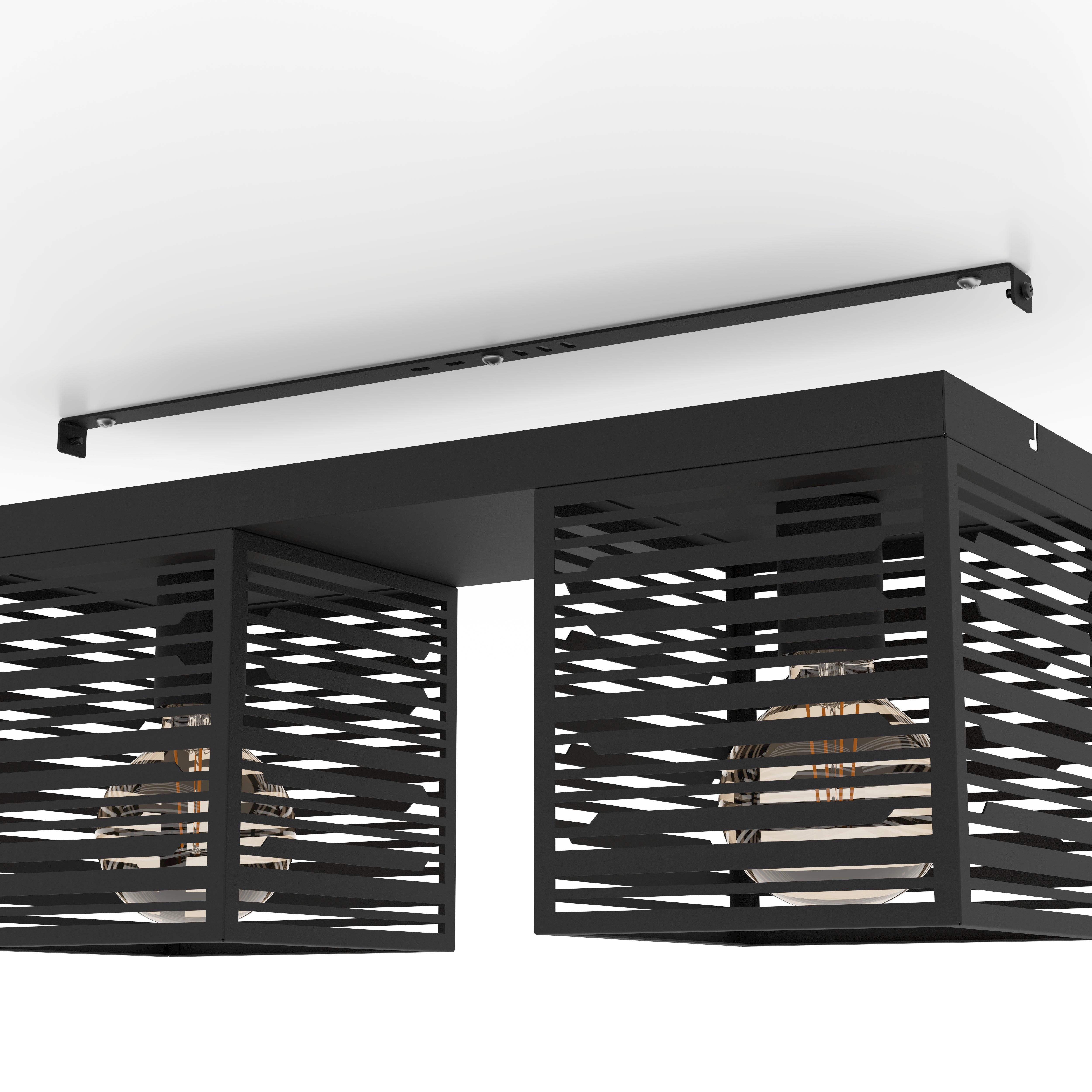 eglo piedritas square black metal 2 light ceiling flush kitchen lighting 