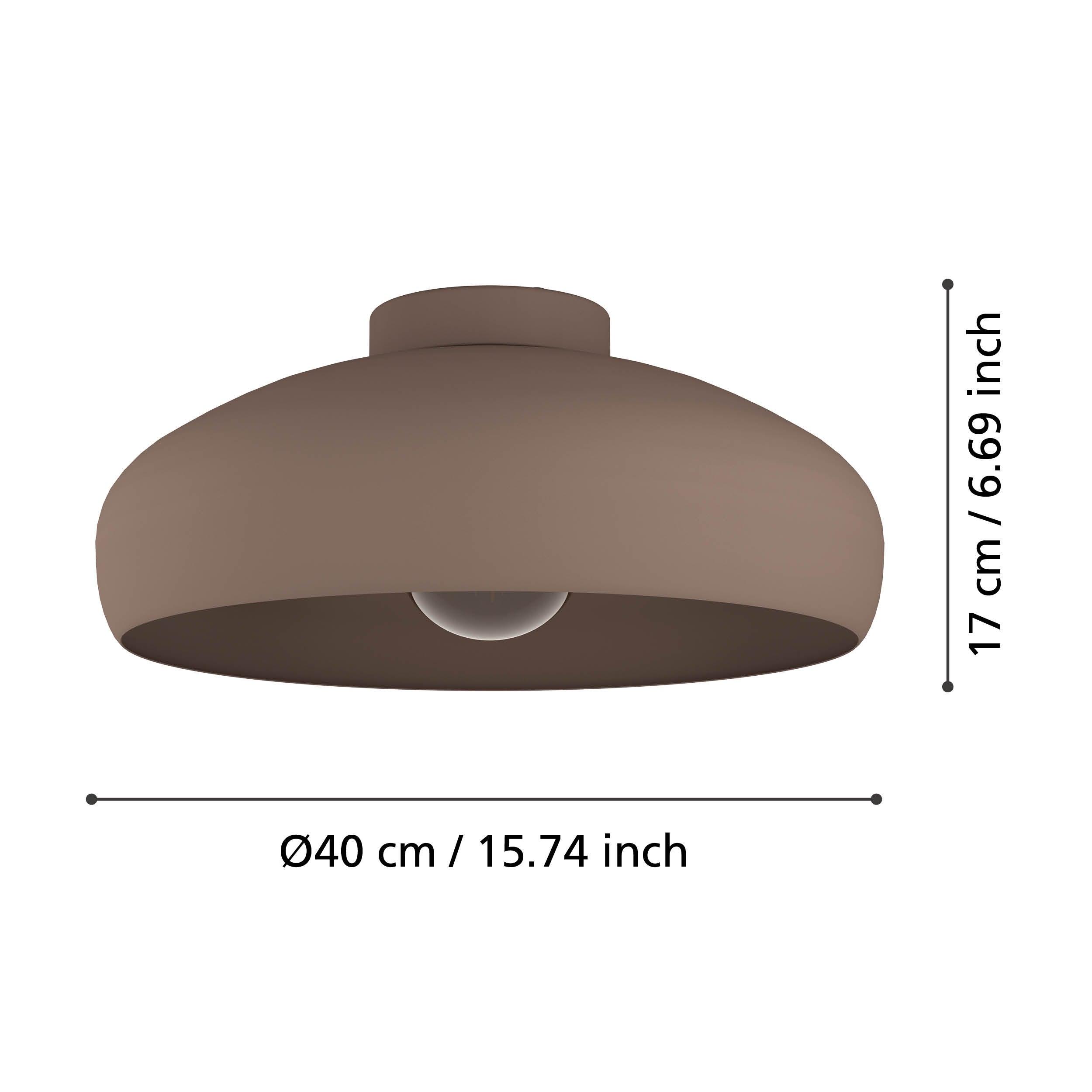 eglo mogano mocha coloured metal flush ceiling light living room close up