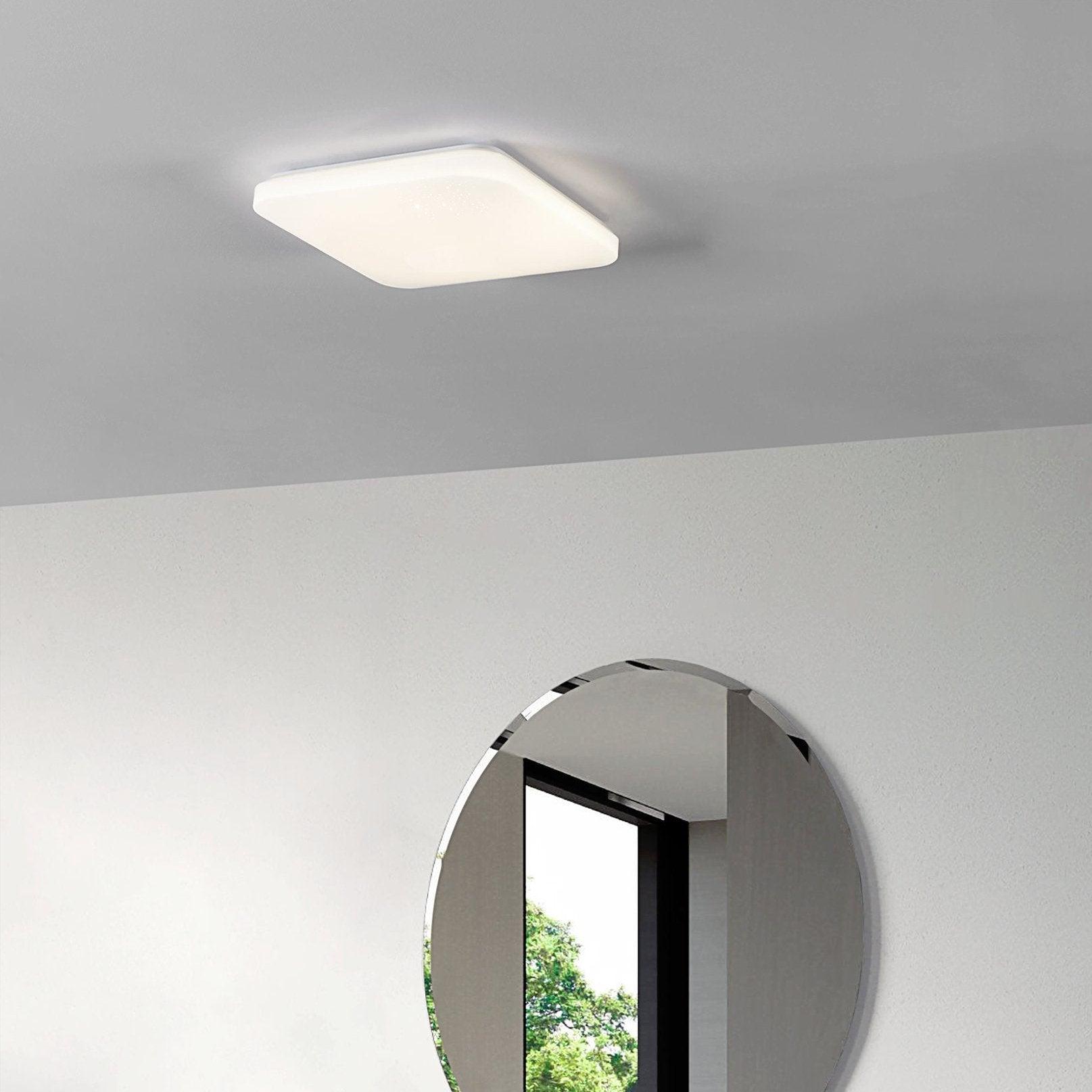 eglo frania s white square ip44 flush led bathroom ceiling light living room close up