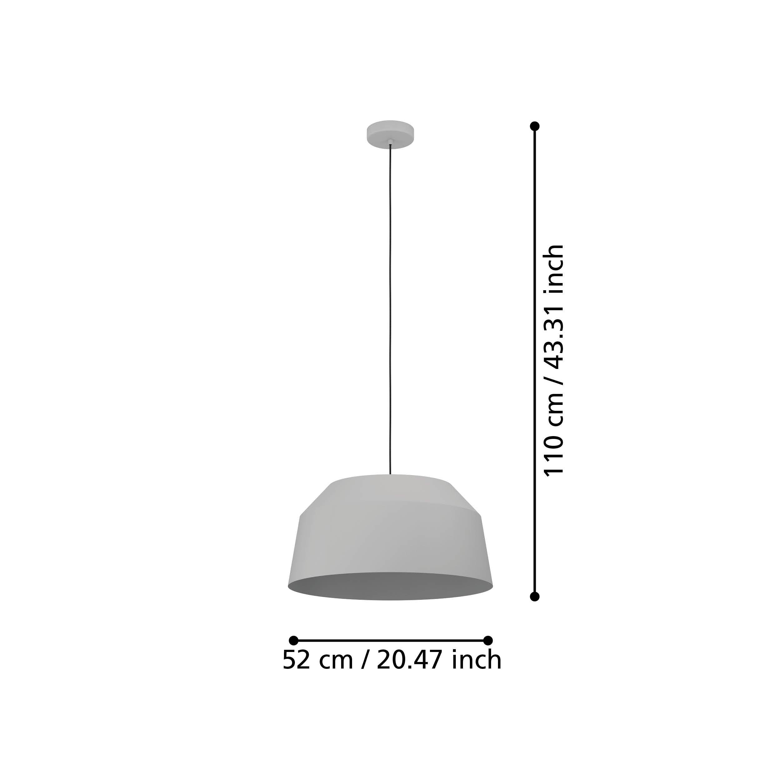 eglo contrisa grey metal angular shade pendant 52cm living room close up