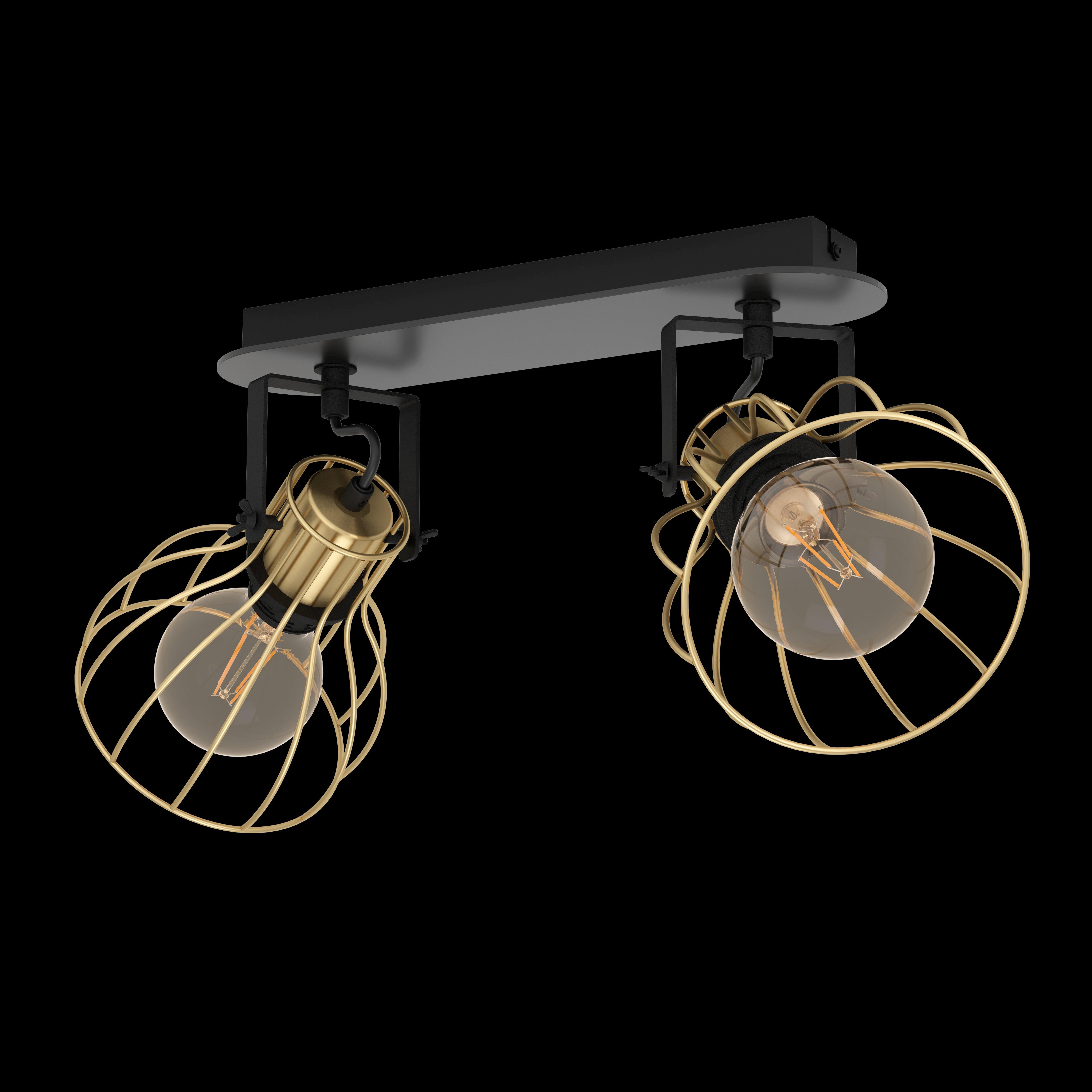 eglo sambatello brass wire slack 2 light bar spotlight living room image