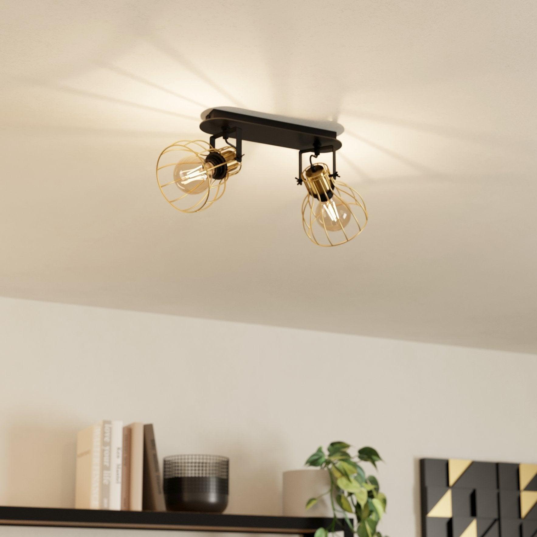 eglo sambatello brass wire slack 2 light bar spotlight