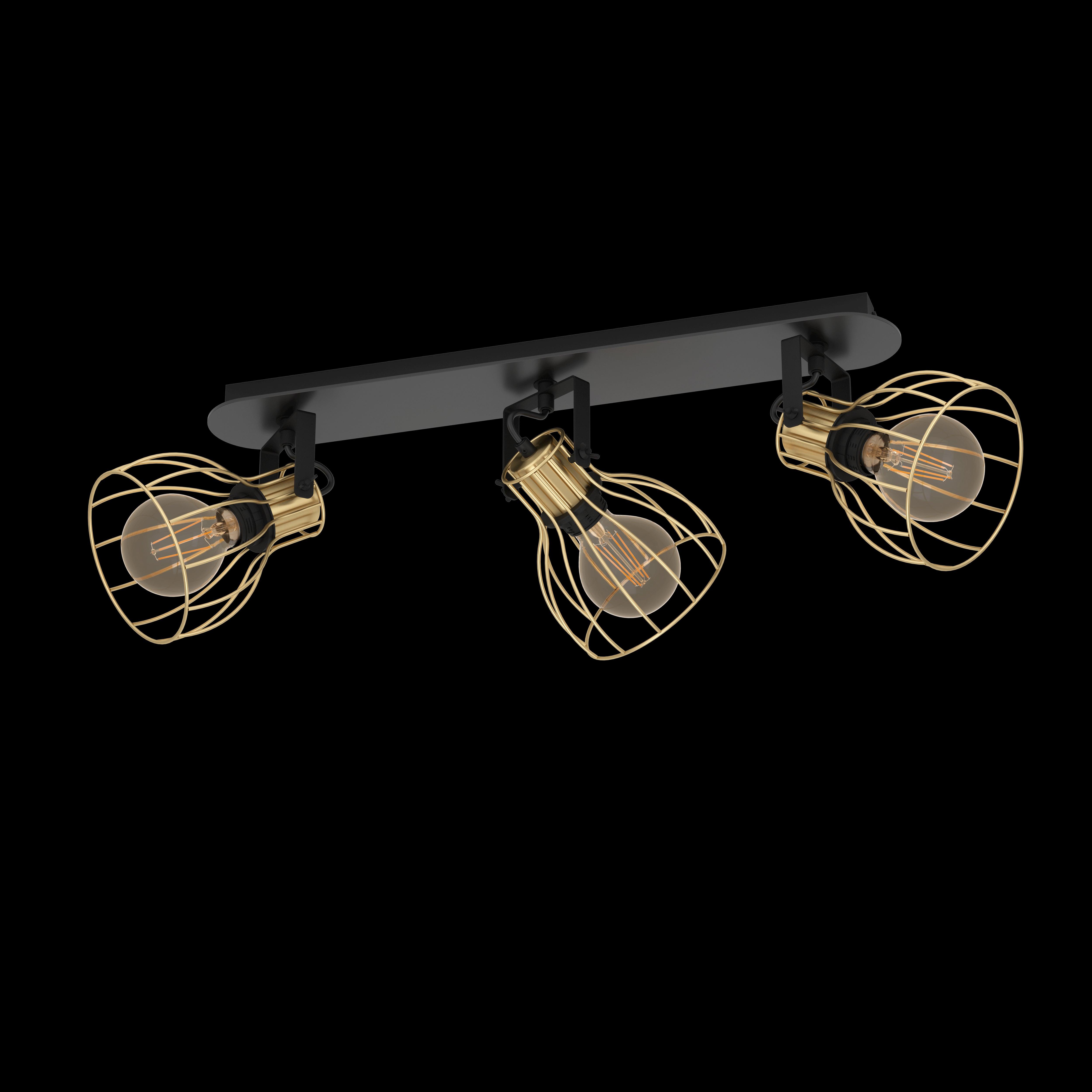 eglo sambatello brass wire slack 3 light bar spotlight living room image
