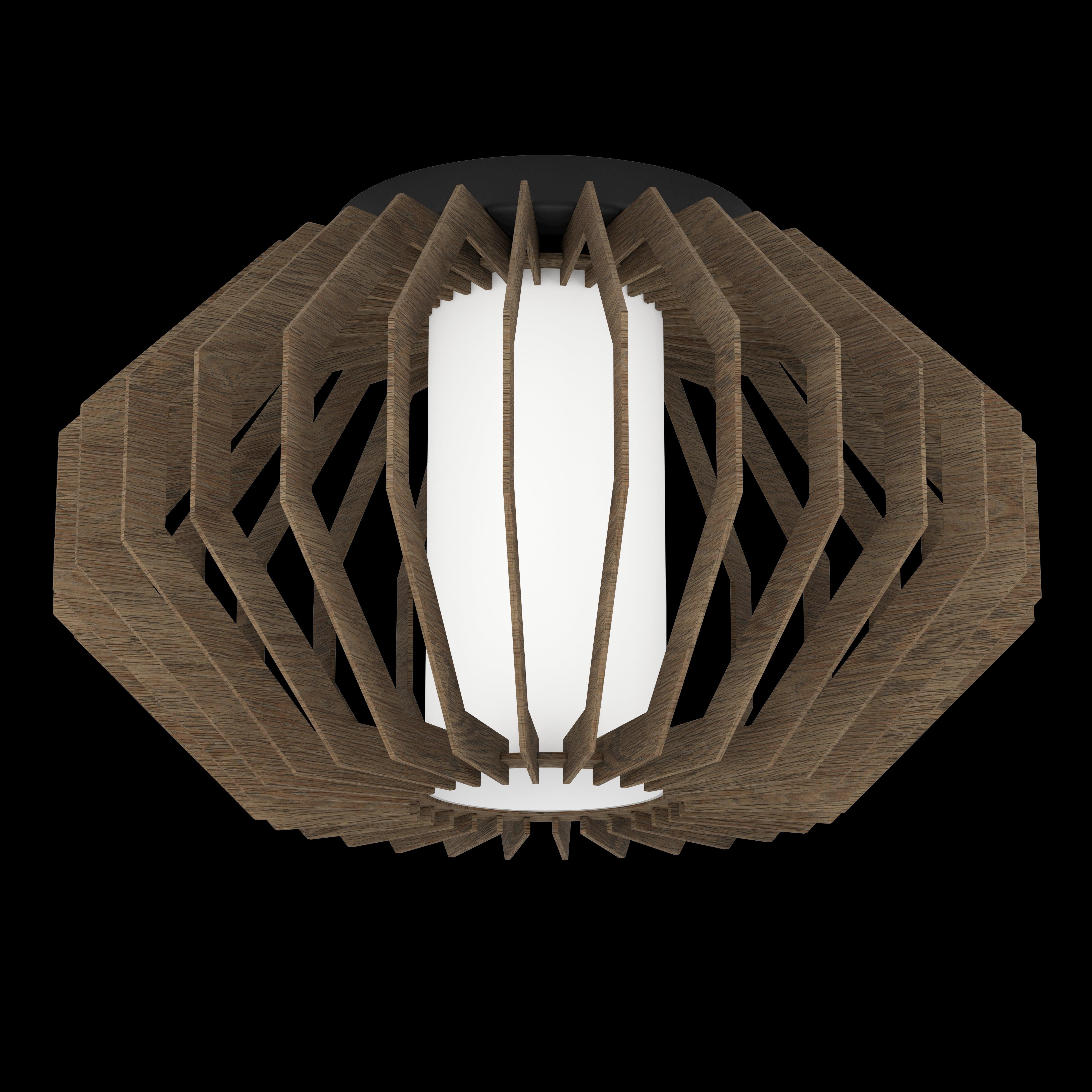 eglo rusticaria wood white glass ceiling flush 45cm living room image