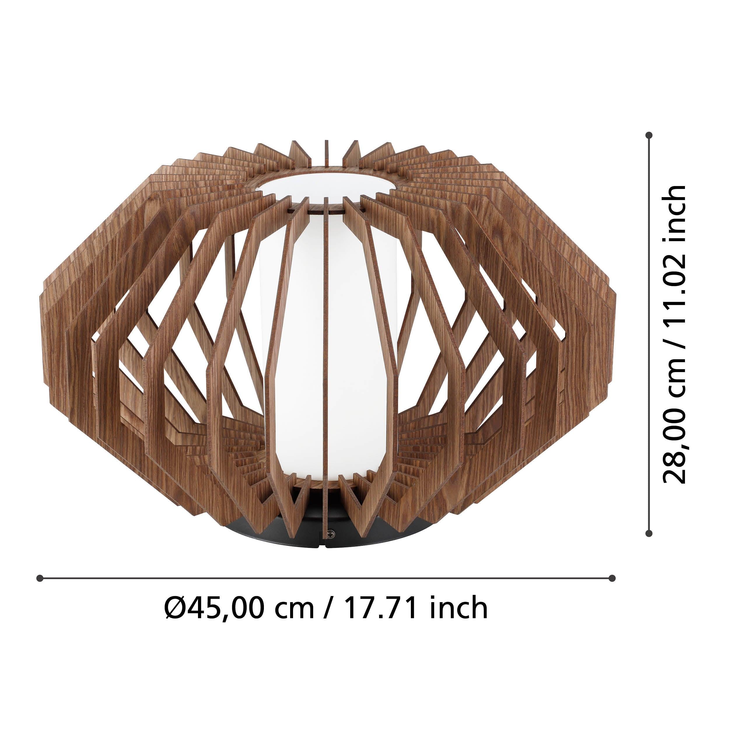 eglo rusticaria wood white glass ceiling flush 45cm living room close up
