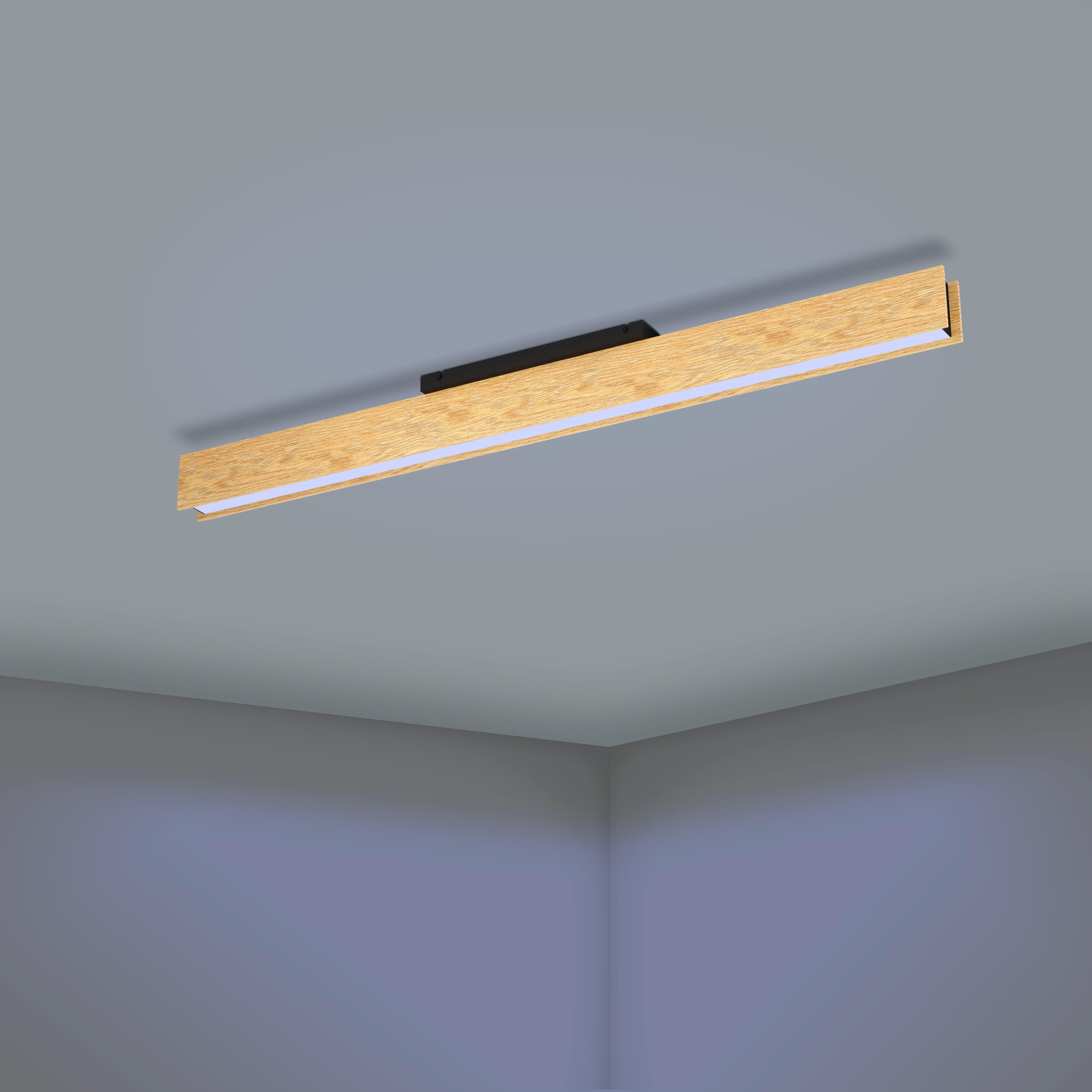 eglo connect anchorena z smart led light wood bar ceiling flush living room image