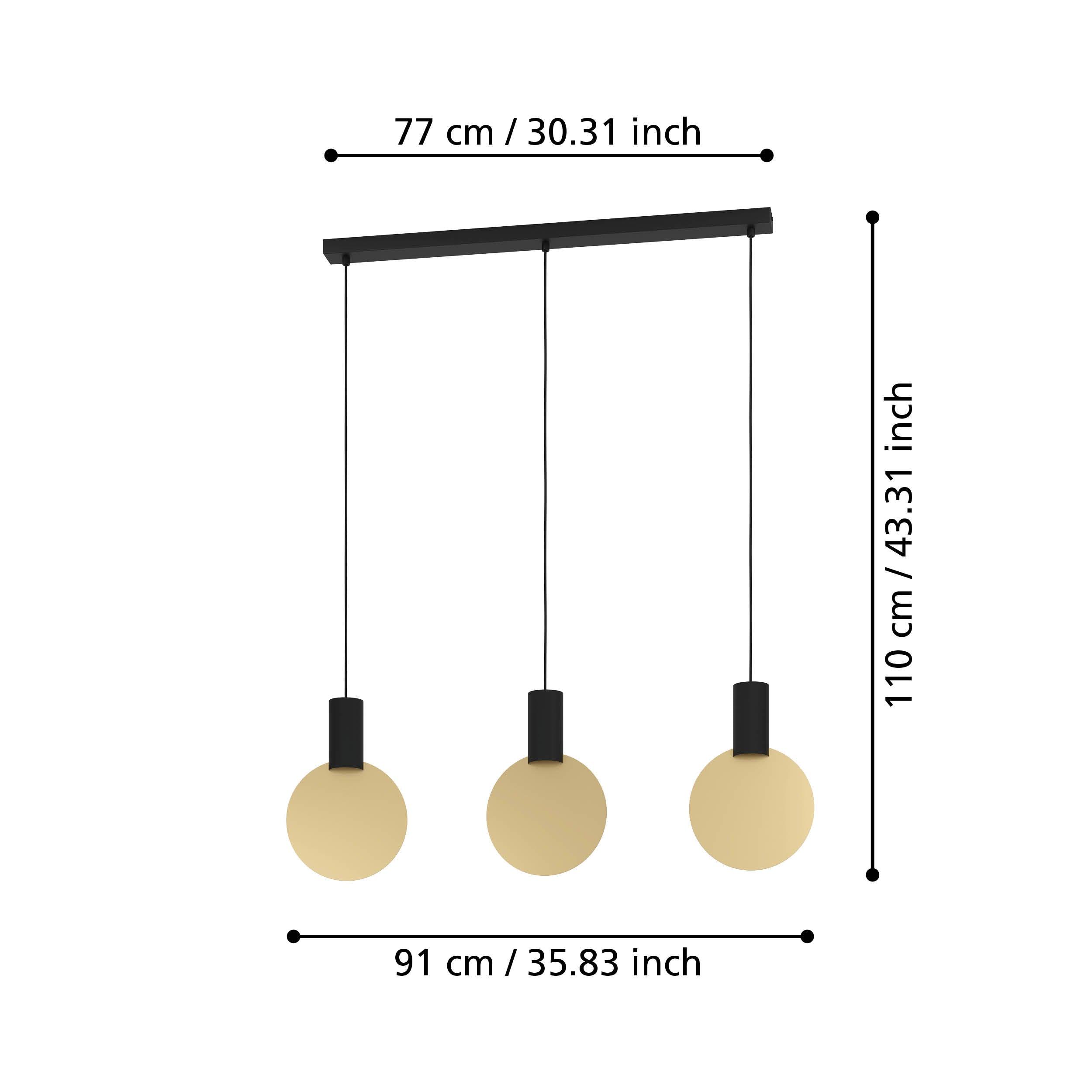 eglo sarona 3 light black gold metal ceiling pendant Kitchen Lighting Close Up