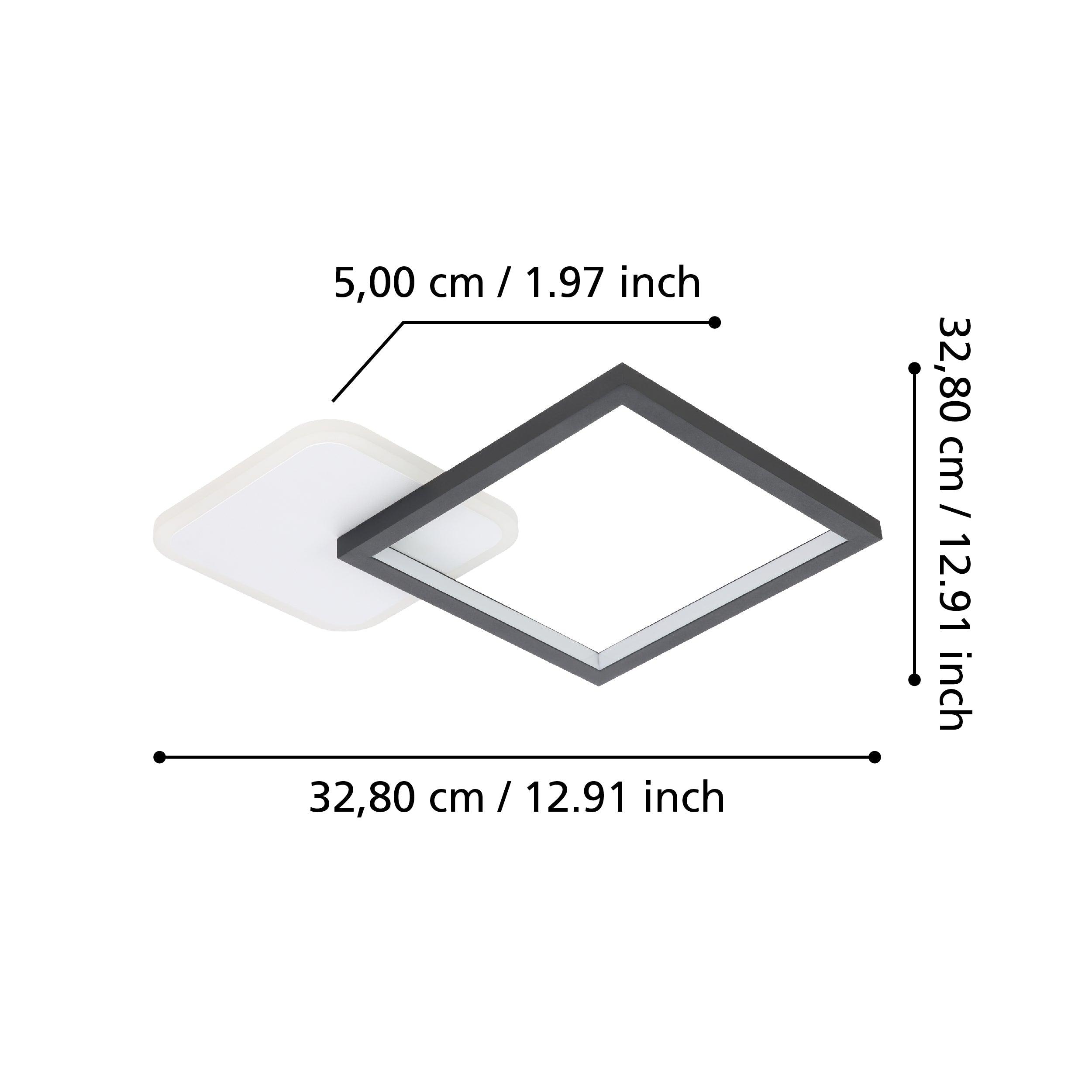 eglo gafares led square black white ceiling flush remote controlled kitchen lighting 