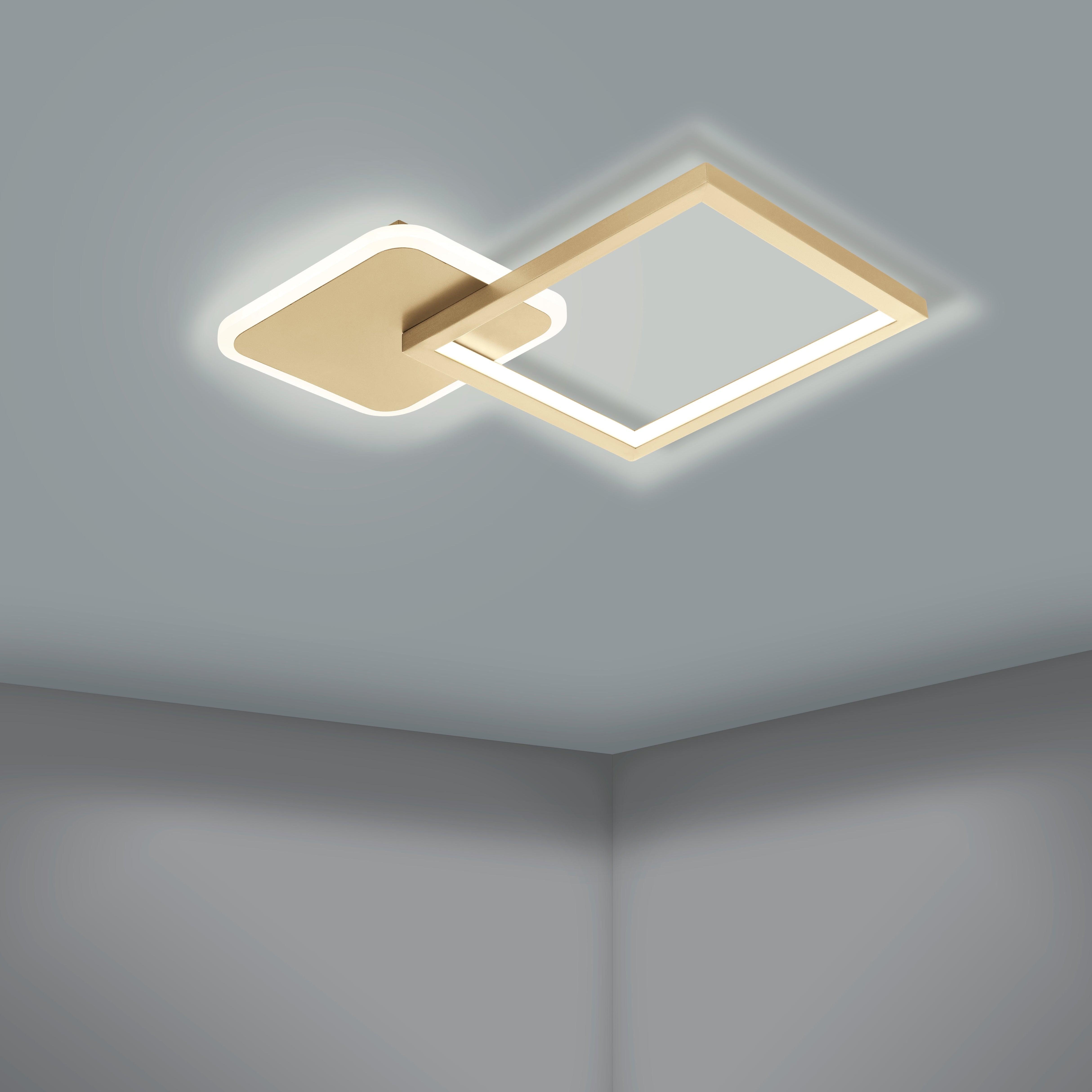 eglo gafares led square gold ceiling flush remote controlled living room image