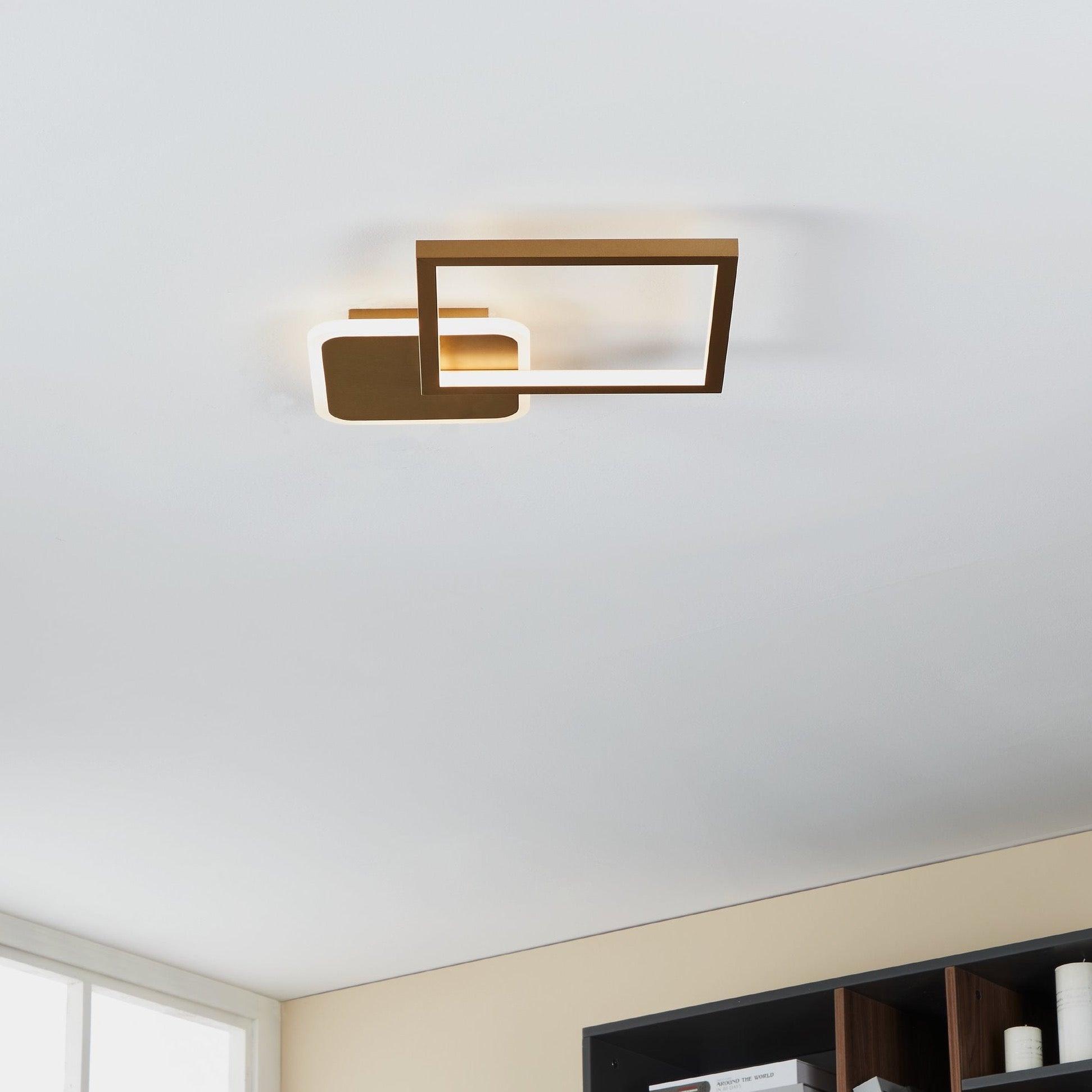 eglo gafares led square gold ceiling flush remote controlled