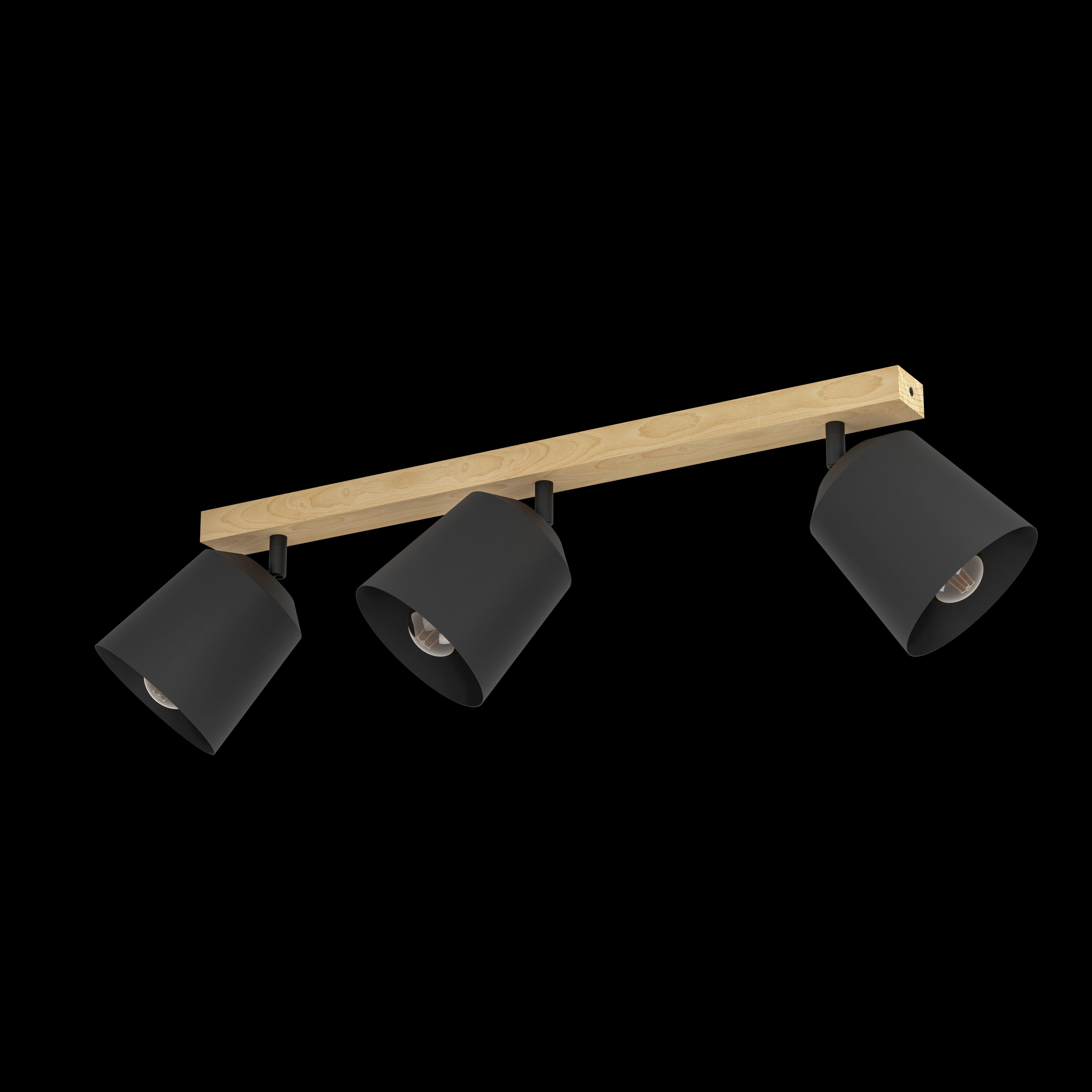 eglo cotorro 3 light wood black bar spotlight living room image