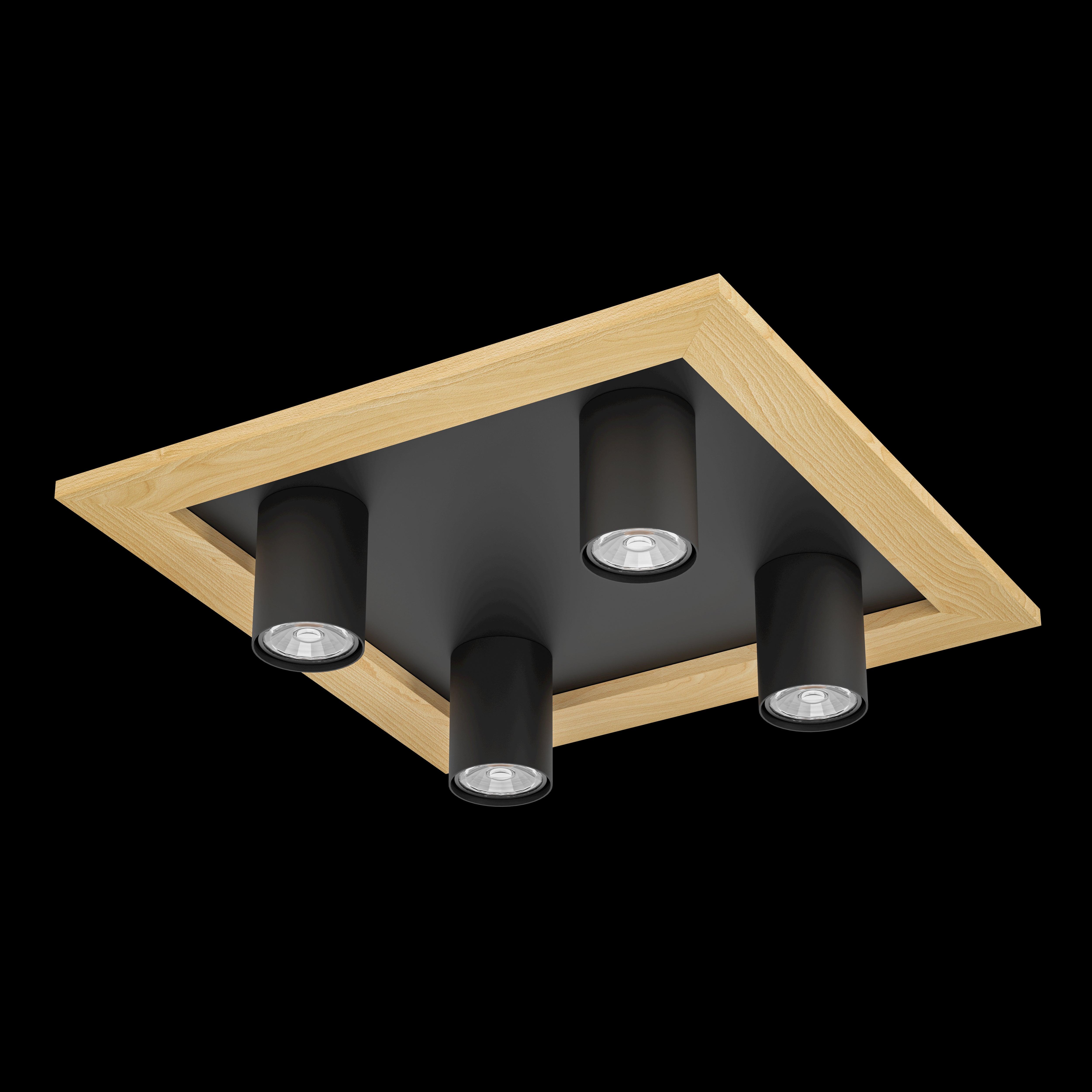 eglo valcasotto 1 black wood 4 light square ceiling flush living room image