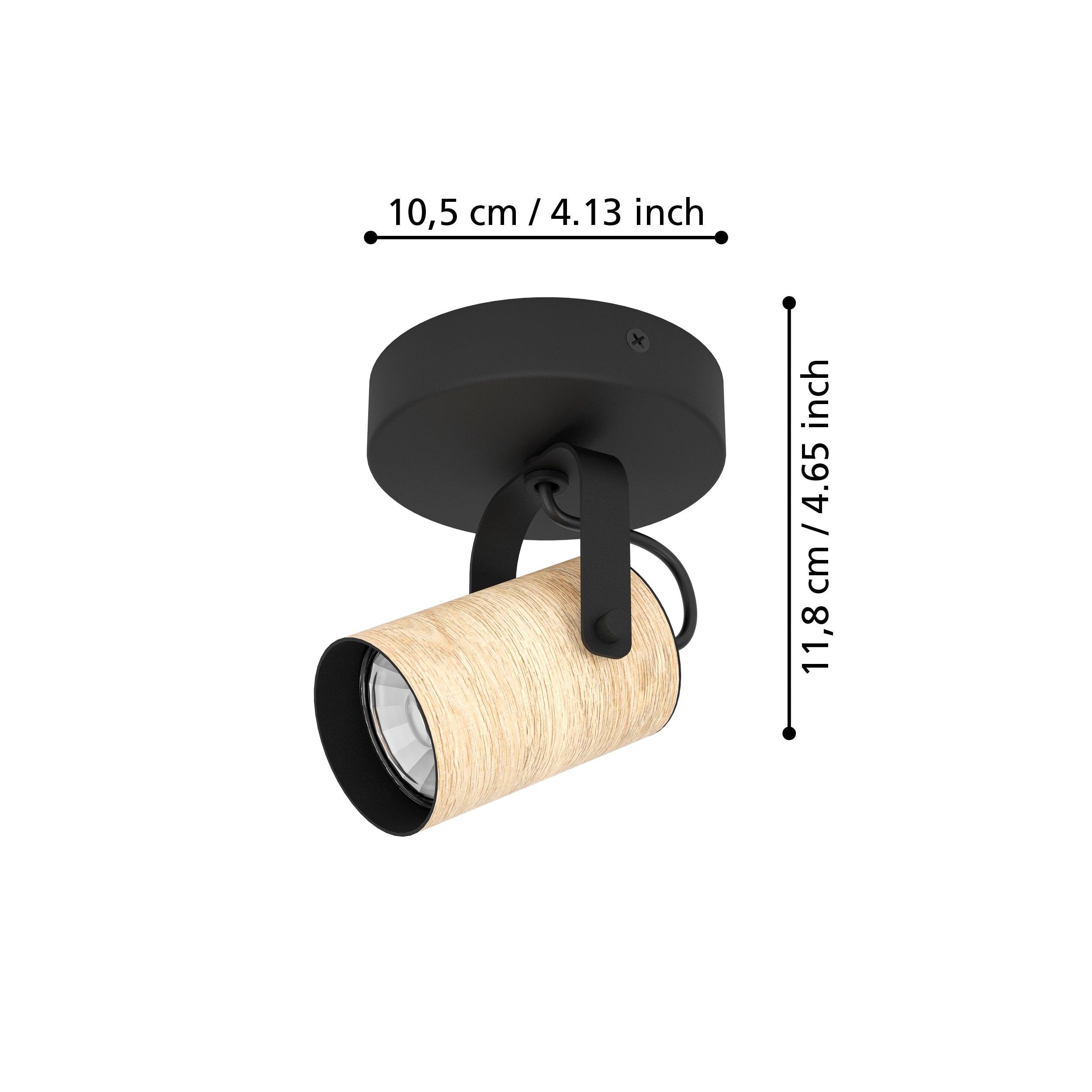 eglo cayuca wood black metal wall spotlight kitchen lighting 