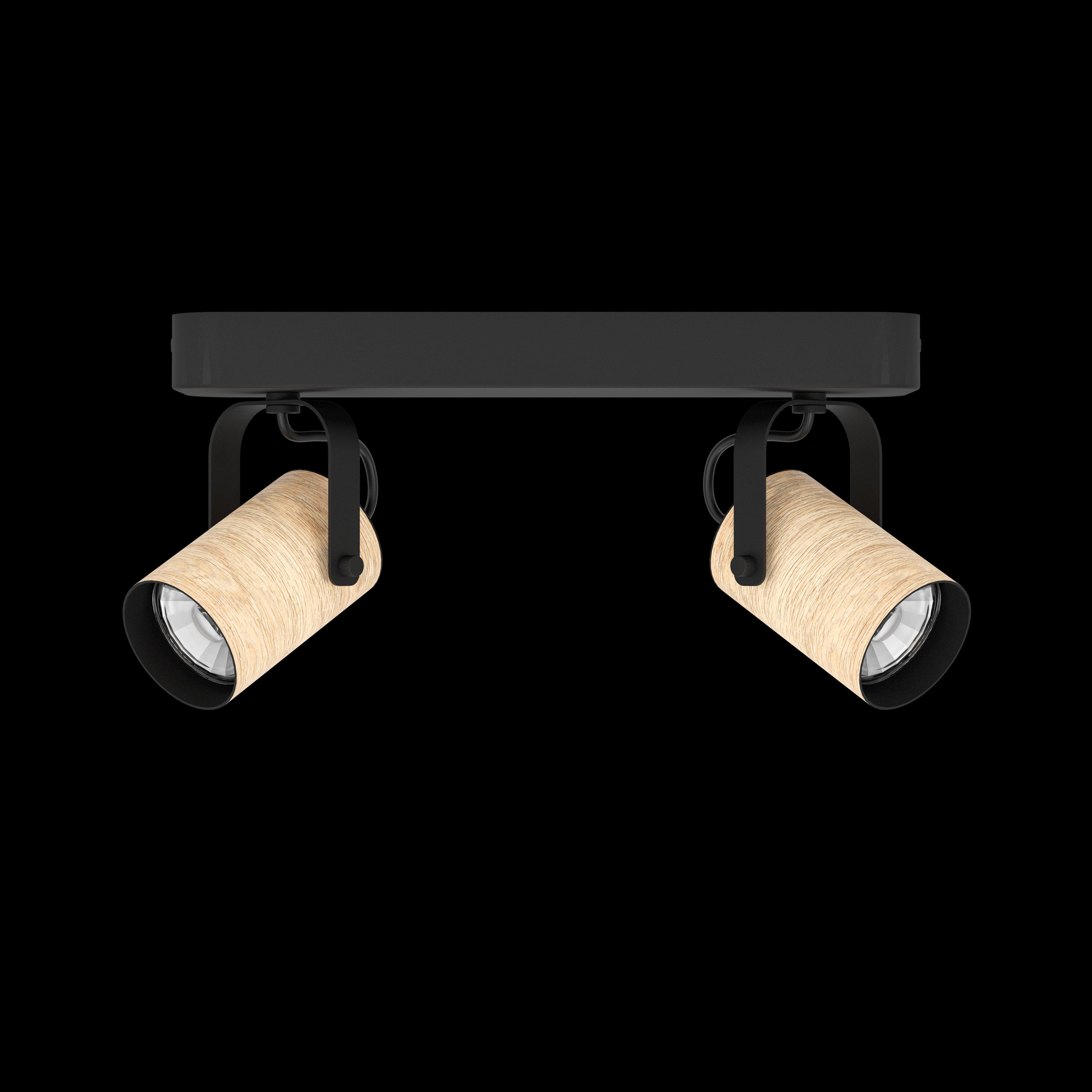 eglo cayuca wood black metal 2 light bar spotlight living room image