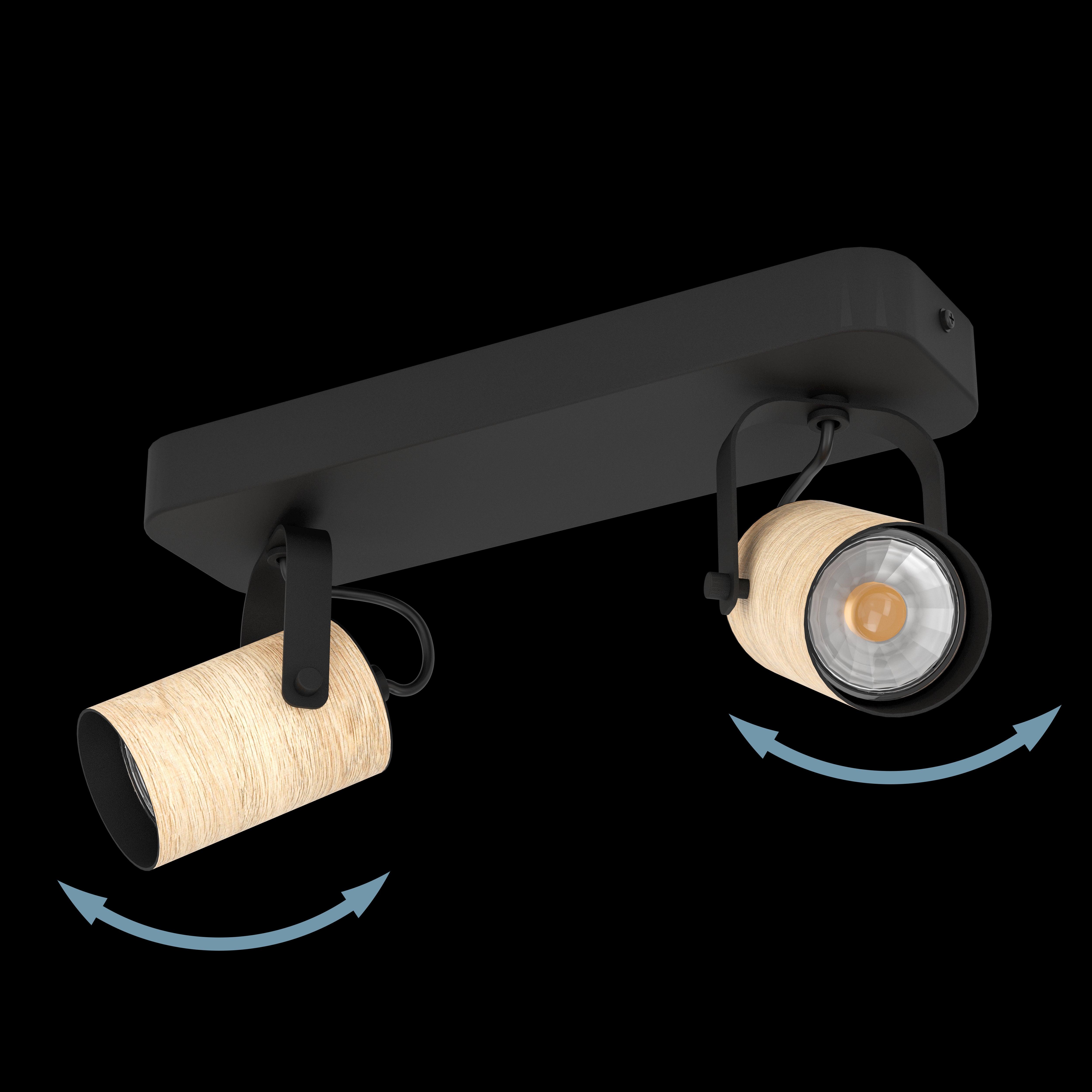 eglo cayuca wood black metal 2 light bar spotlight kitchen lighting 