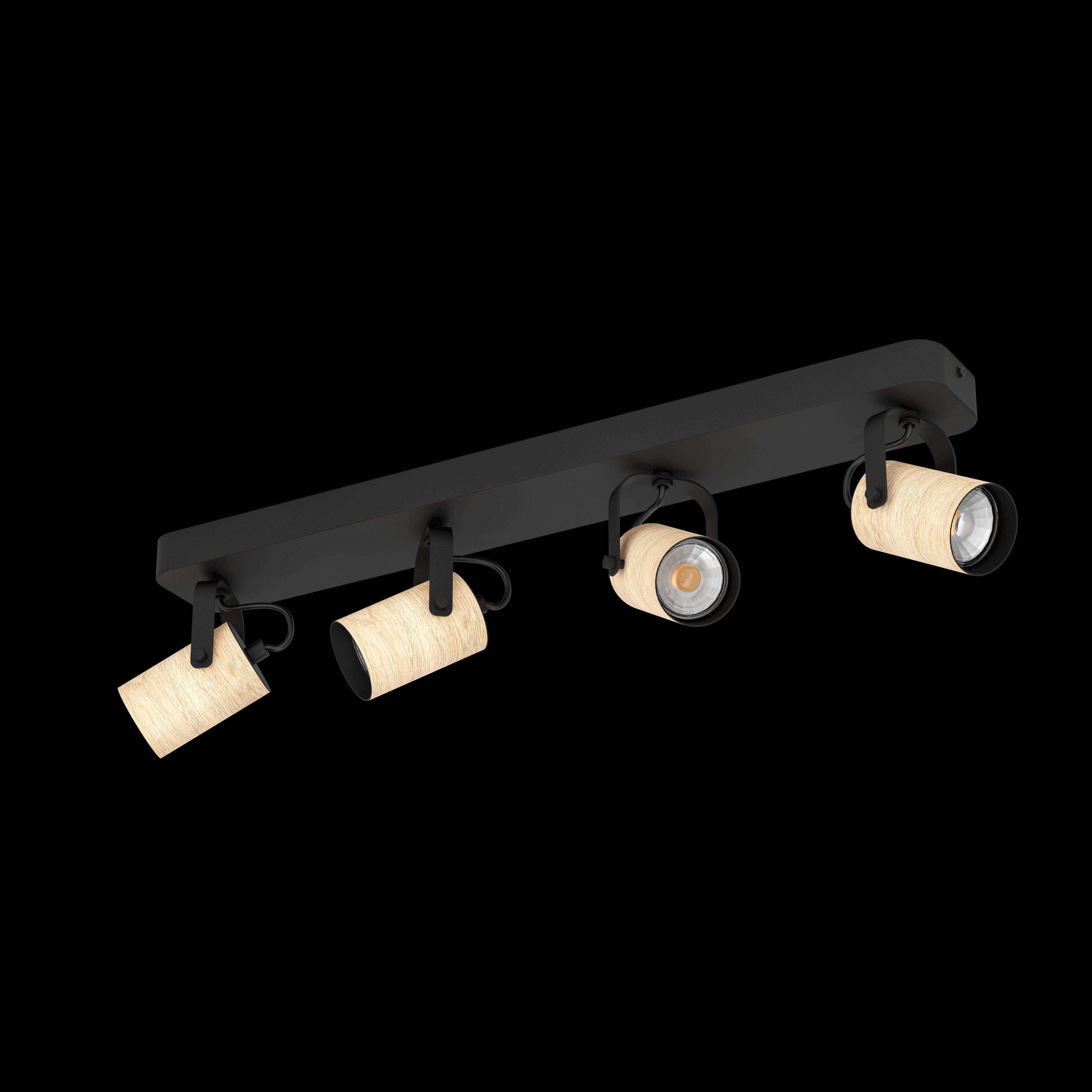 eglo cayuca wood black metal 4 light bar spotlight Kitchen Lighting Close Up