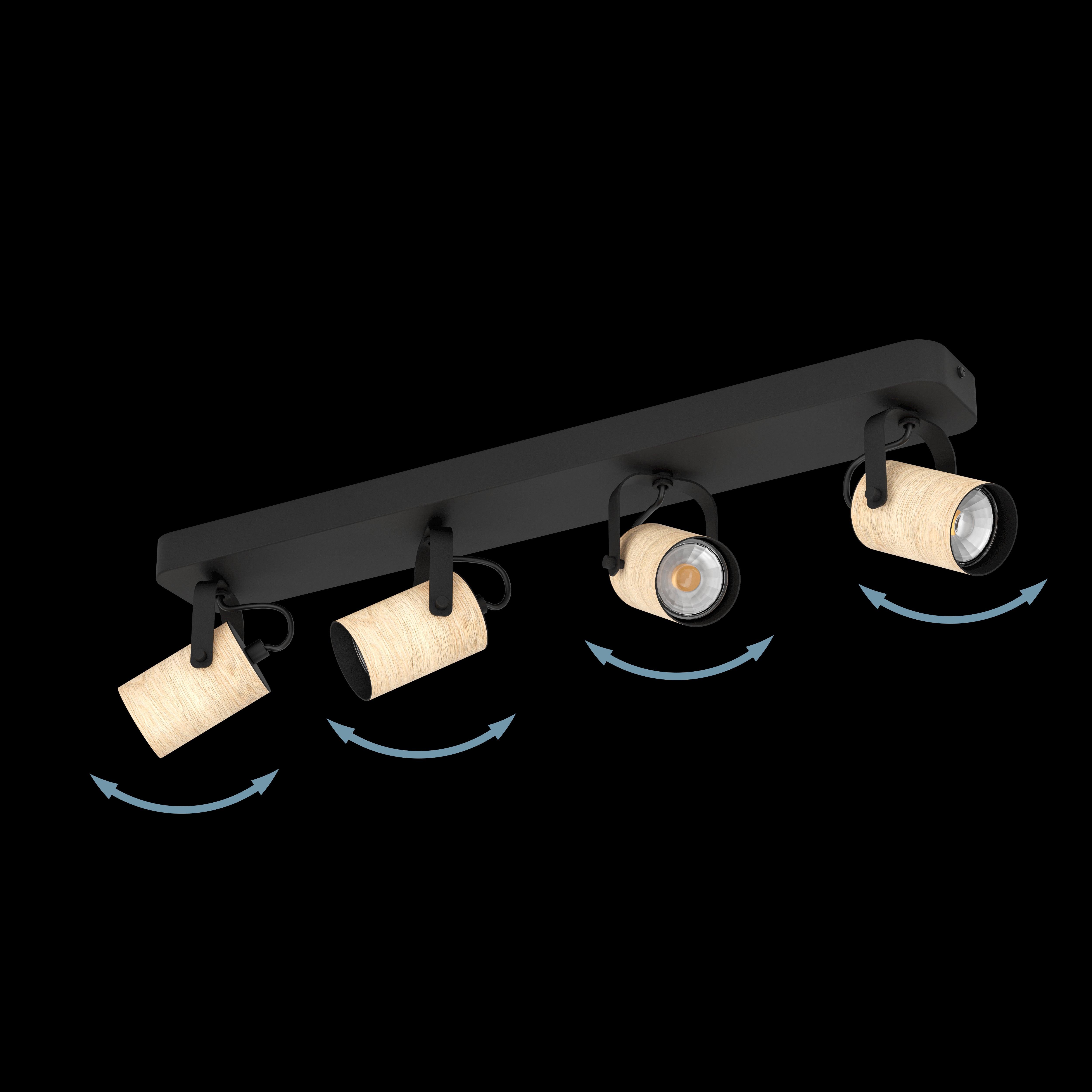 eglo cayuca wood black metal 4 light bar spotlight kitchen lighting 