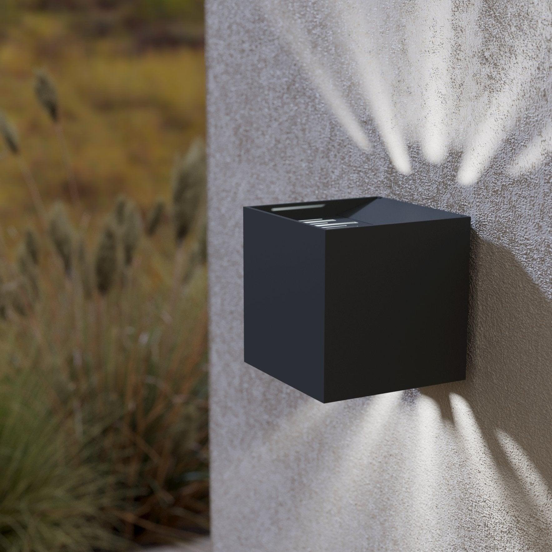 eglo calpino 2 grey ip54 cubed up down outdoor wall light