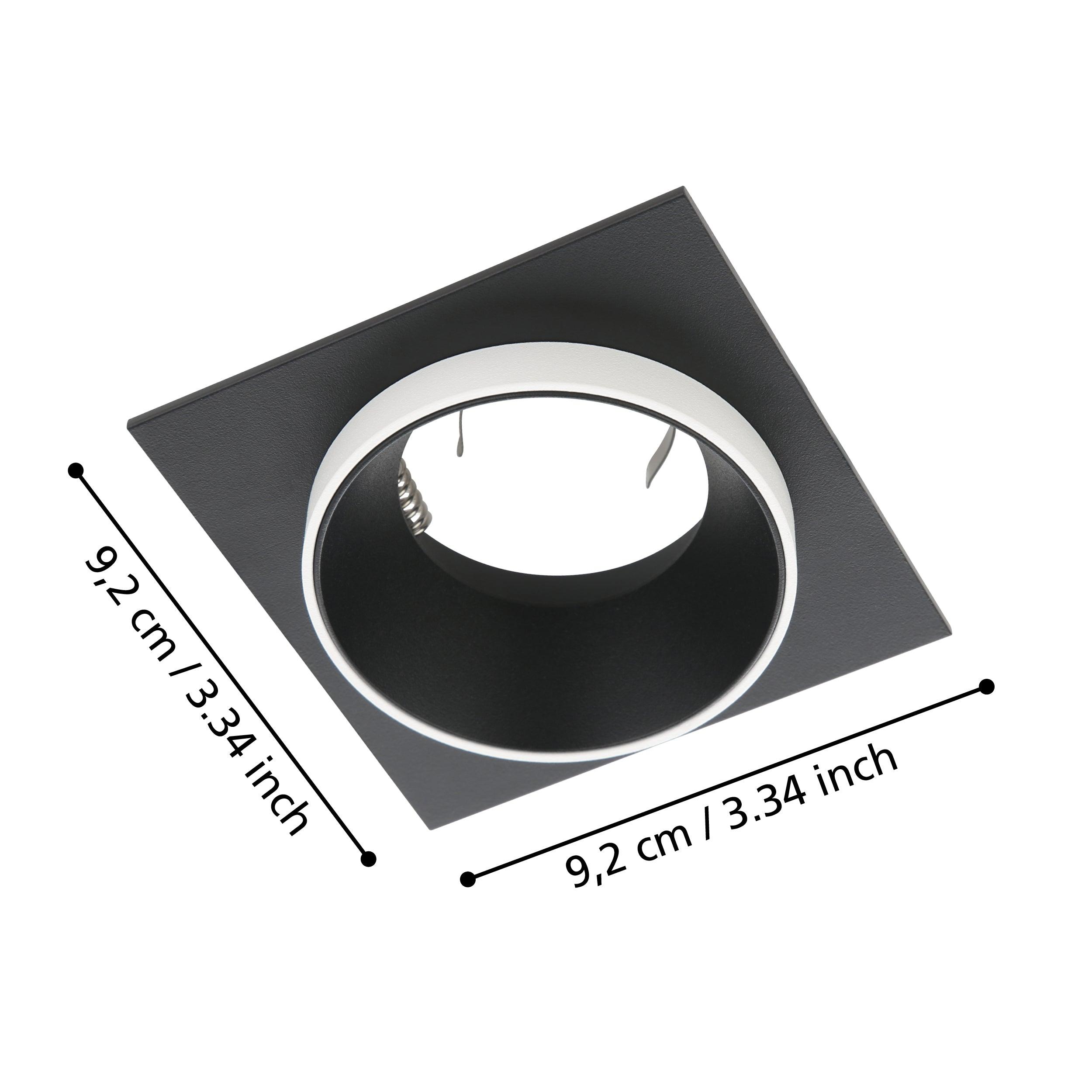 eglo carosso black white square recessed ceiling spotlight living room close up