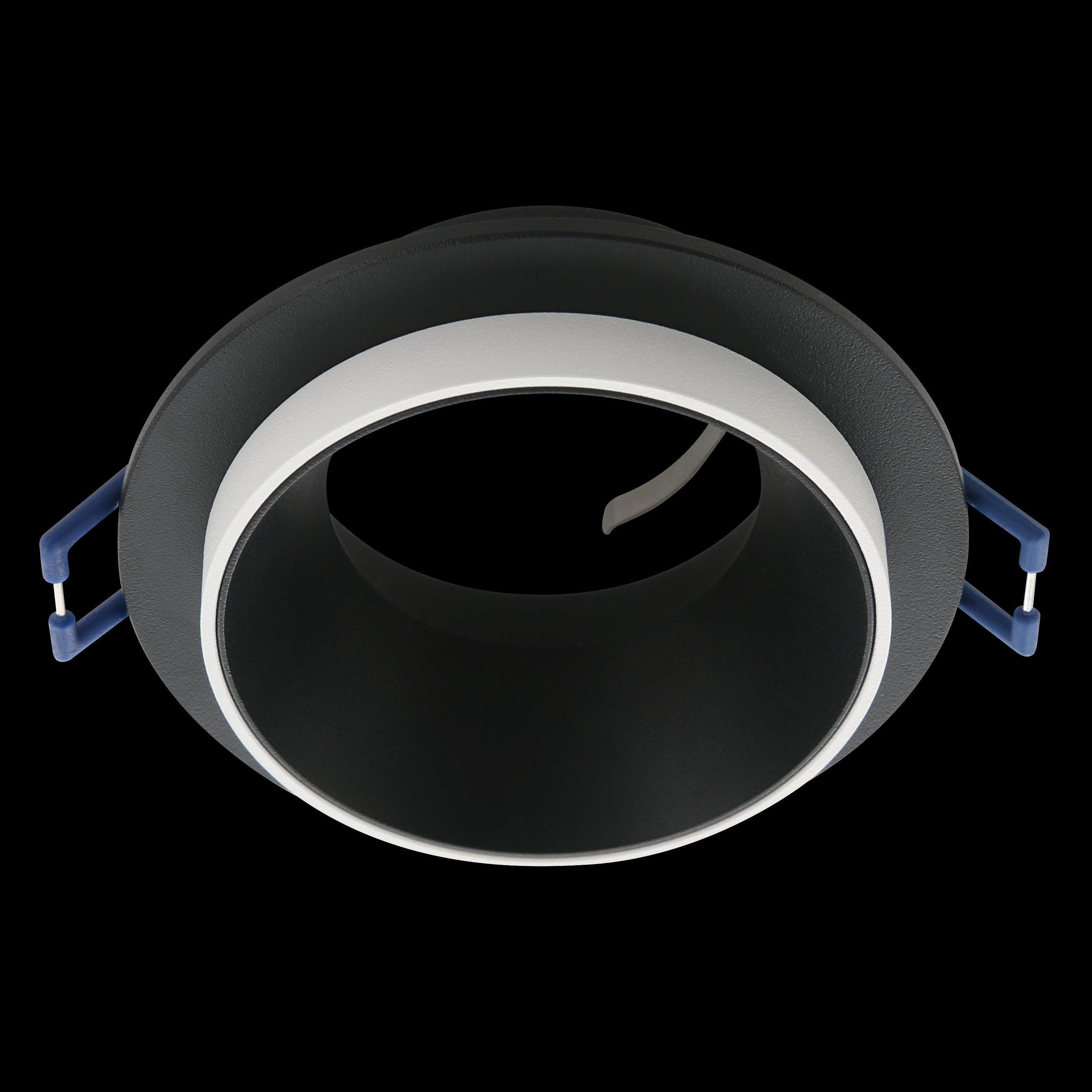 eglo carosso round black white recessed ceiling spot light living room close up