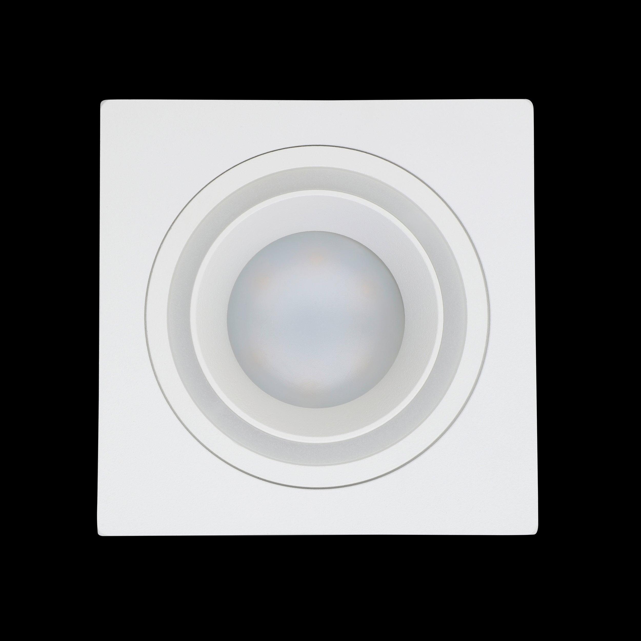 eglo carosso white square recessed ceiling spot light living room close up