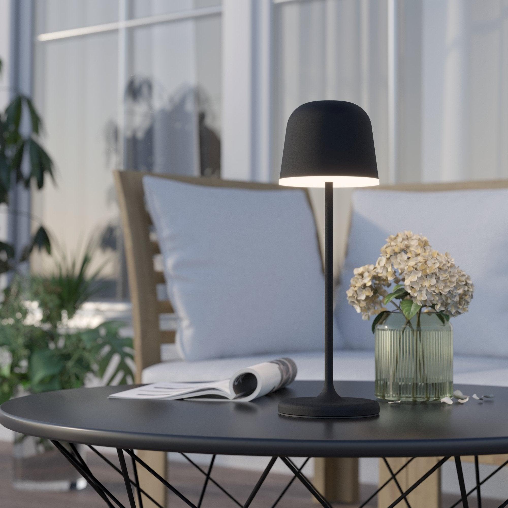 eglo mannera black cordless led outdoor table lamp