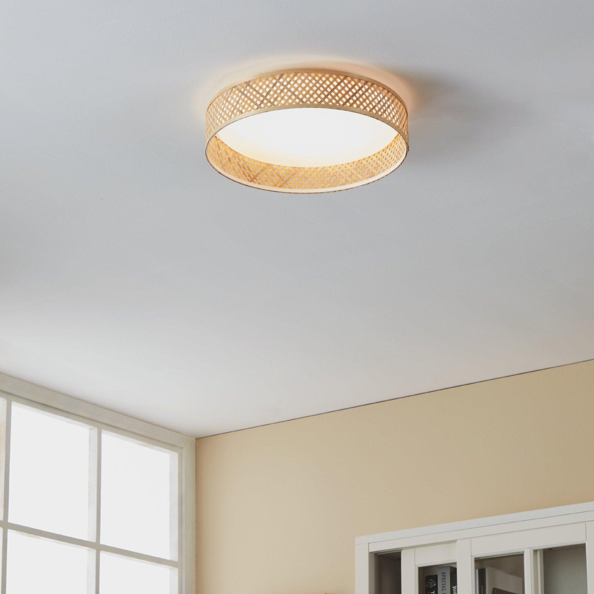 eglo luppineria wicker effect wooden ceiling flush