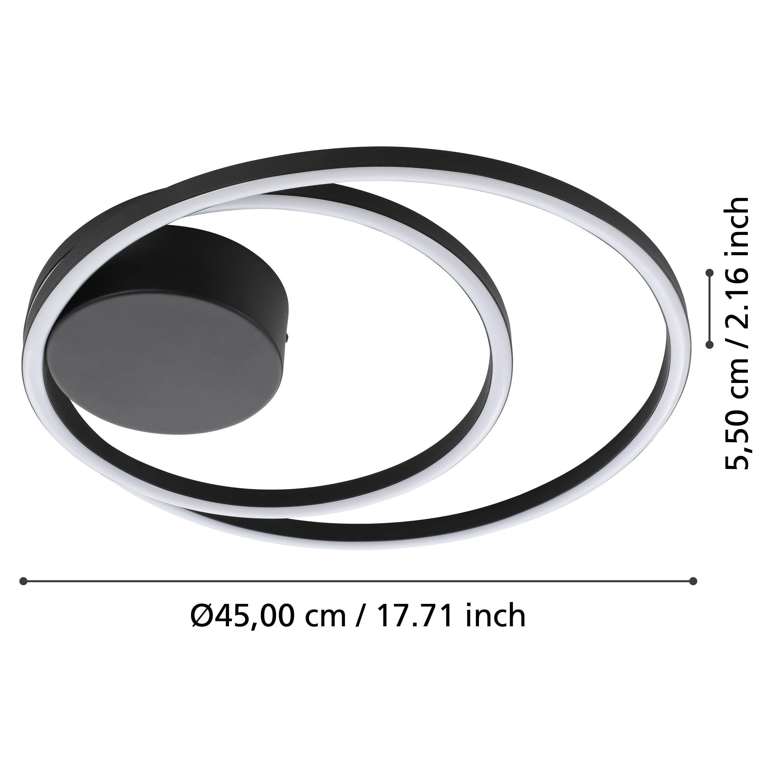 eglo ruotale led modern black ceiling flush living room close up