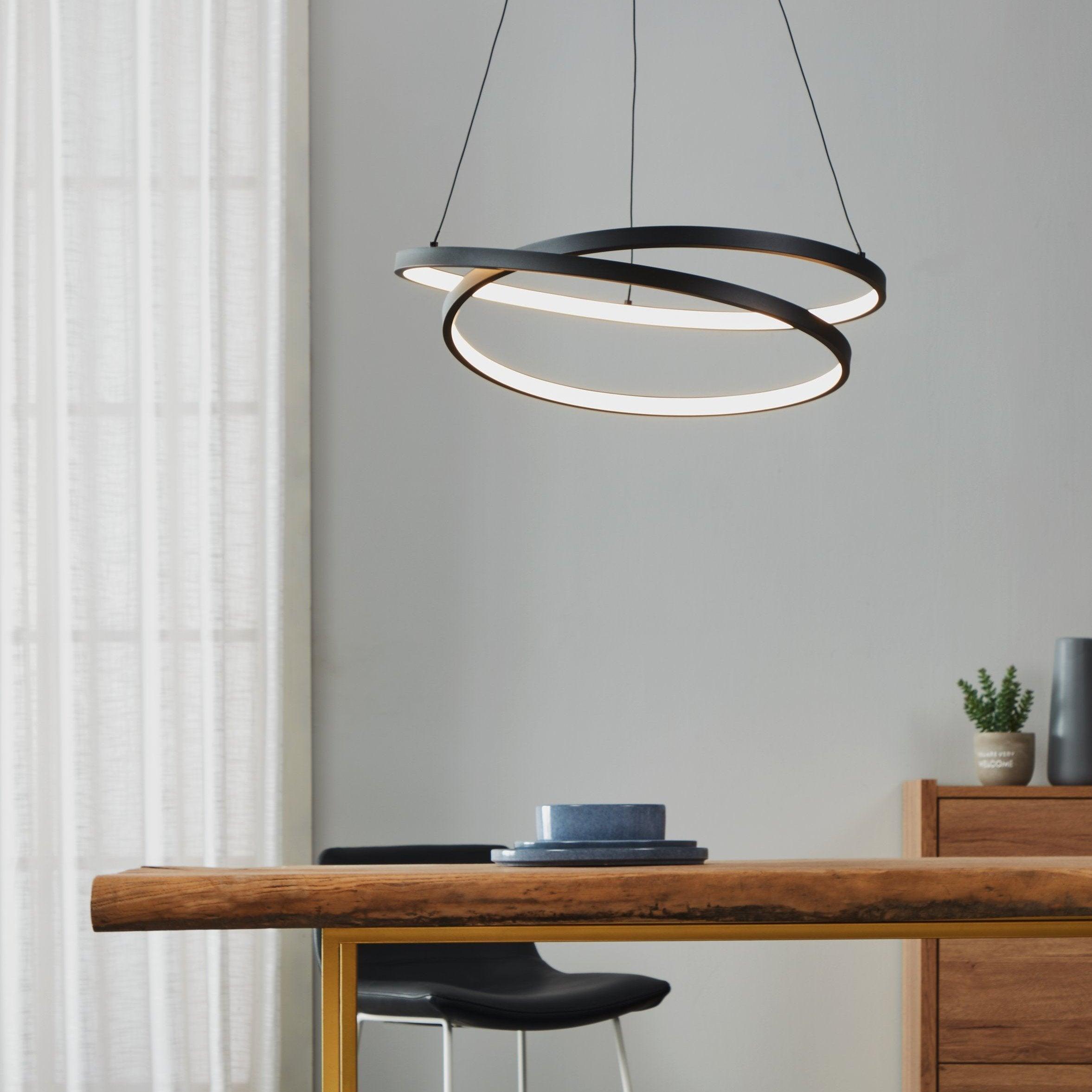 eglo ruotale led black curved ceiling pendant