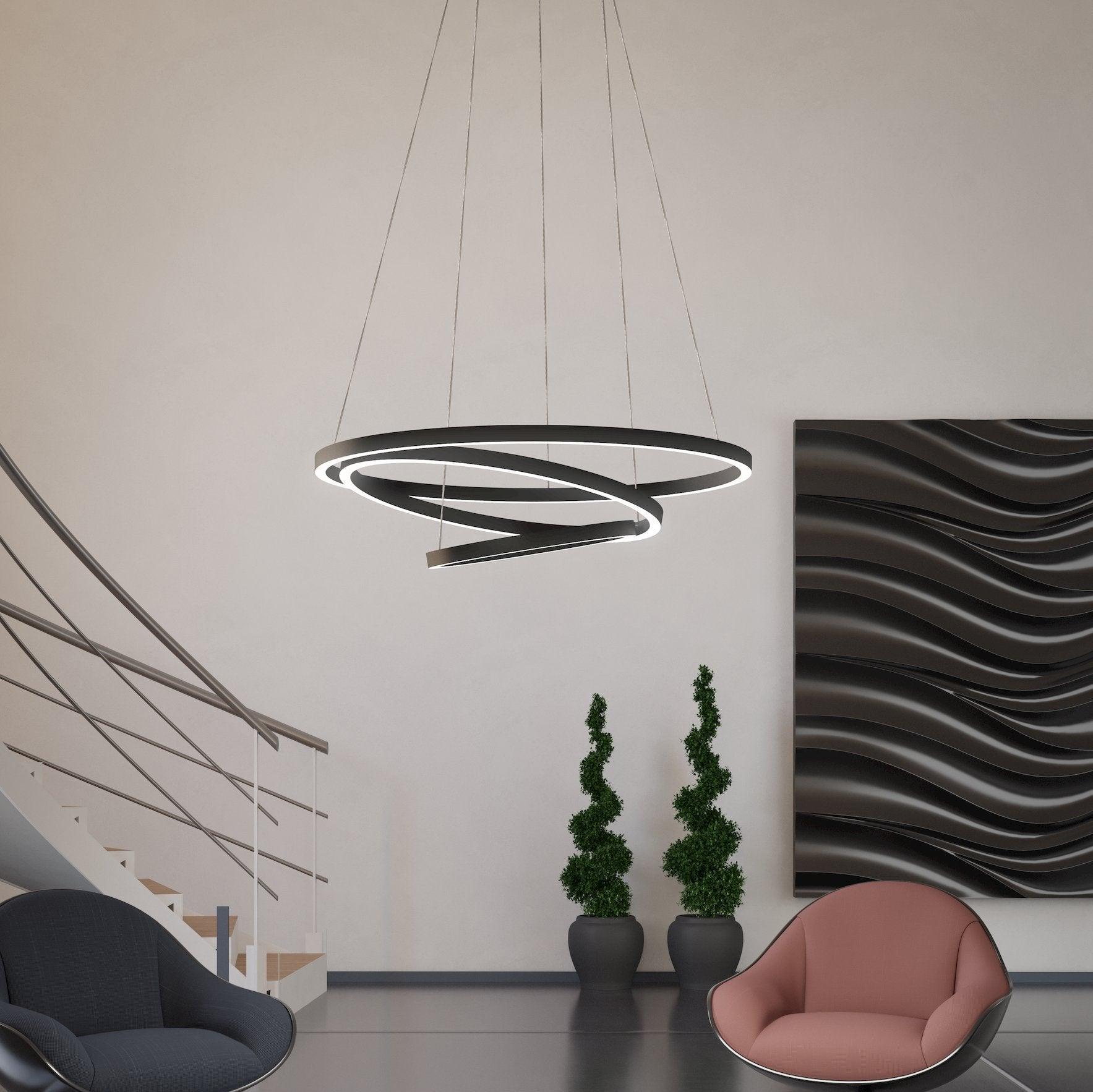 eglo connect lobinero z smart led black curved pendant