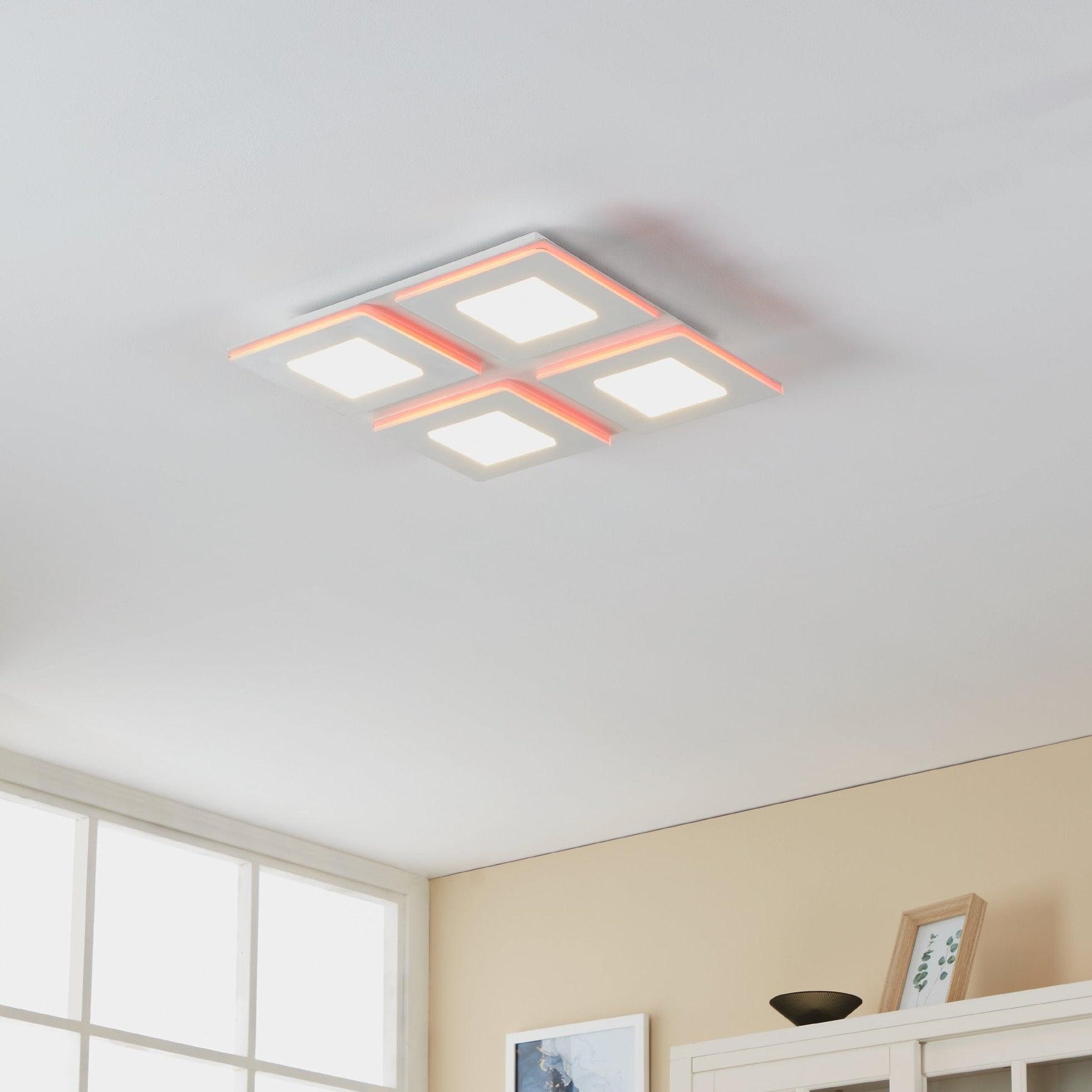 eglo connect padrogiano z smart 4 light led square ceiling flush 45cm