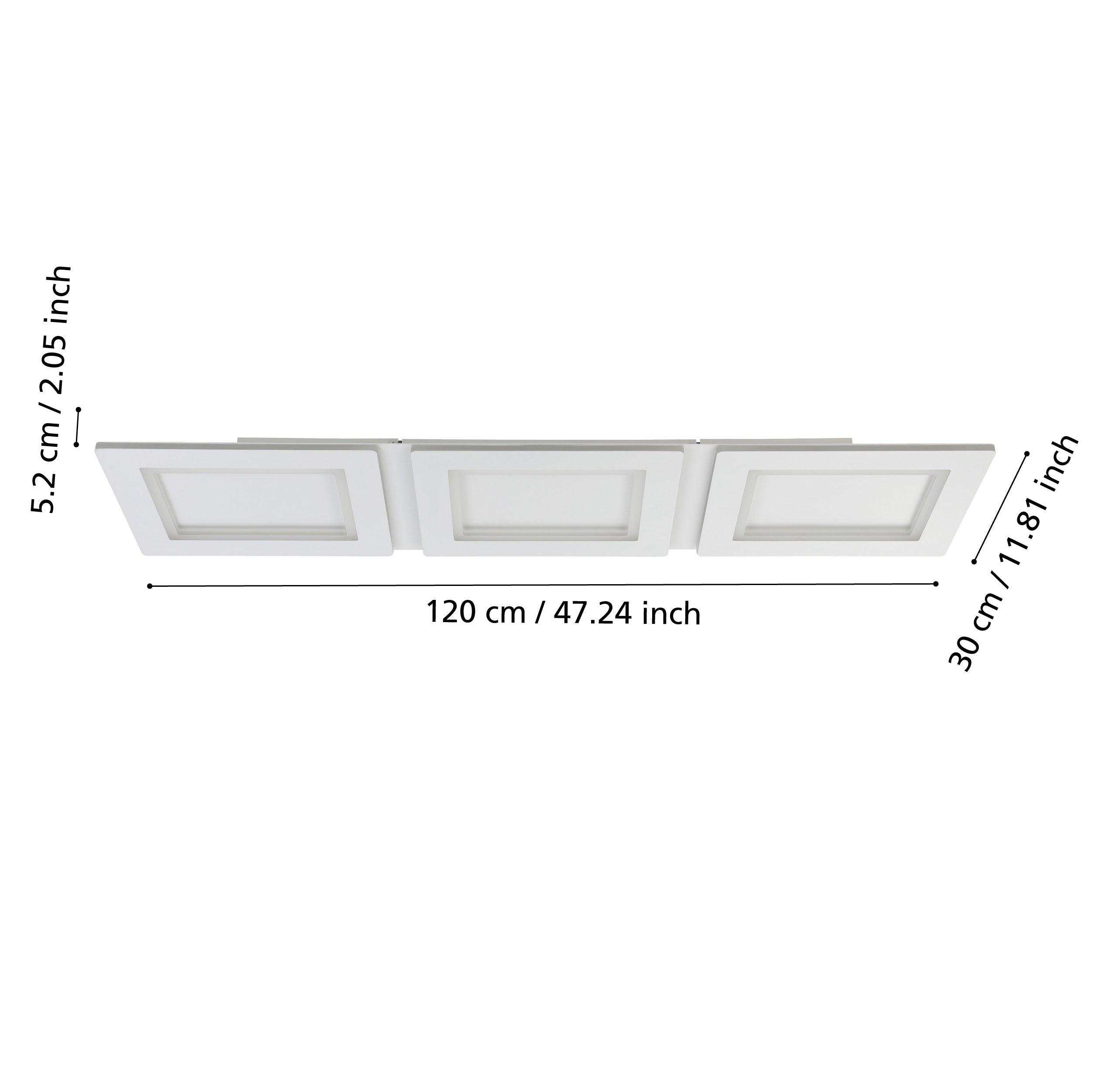 eglo connect padrogiano z smart 3 light led rectangular ceiling flush living room close up