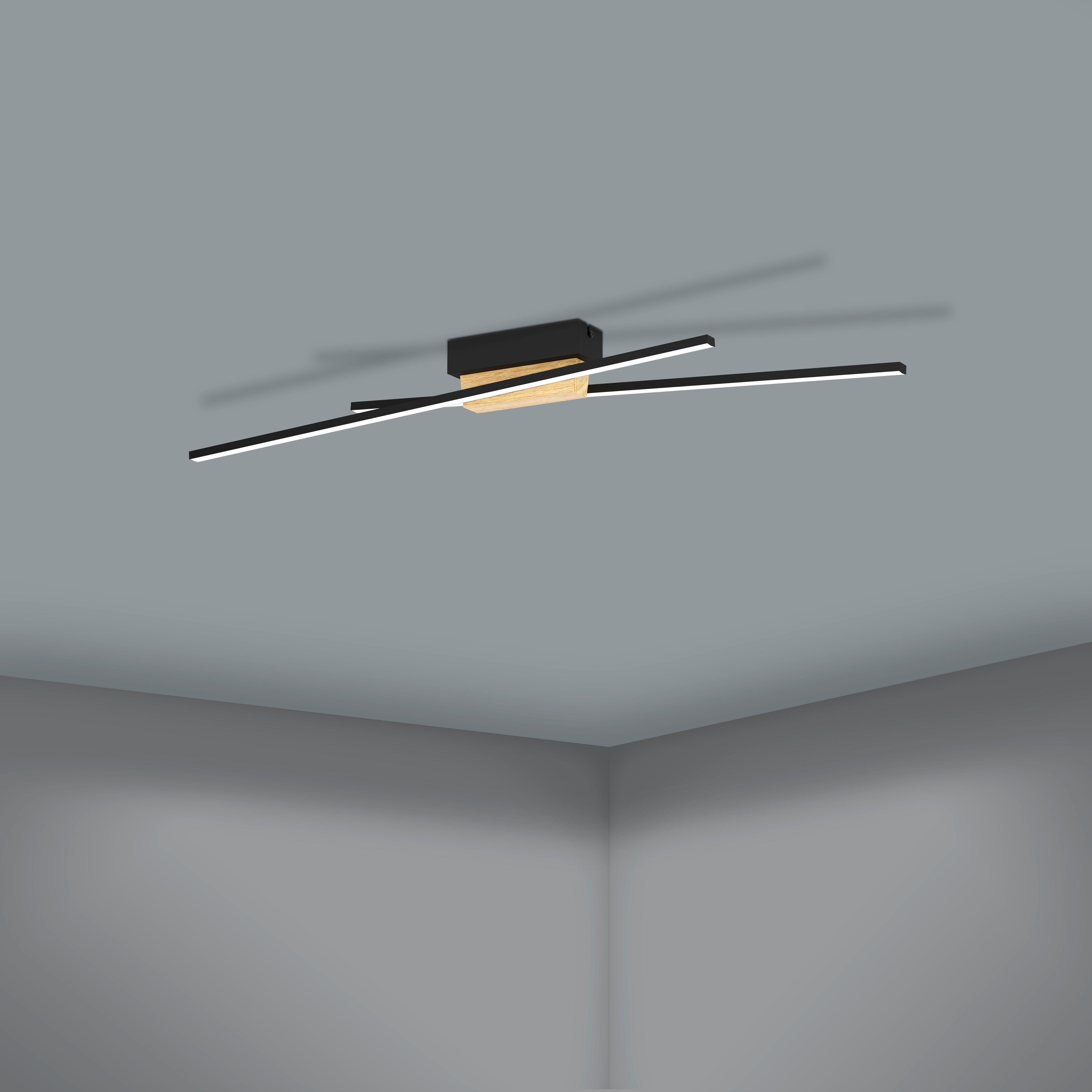 eglo panagria led black wooden flush ceiling light