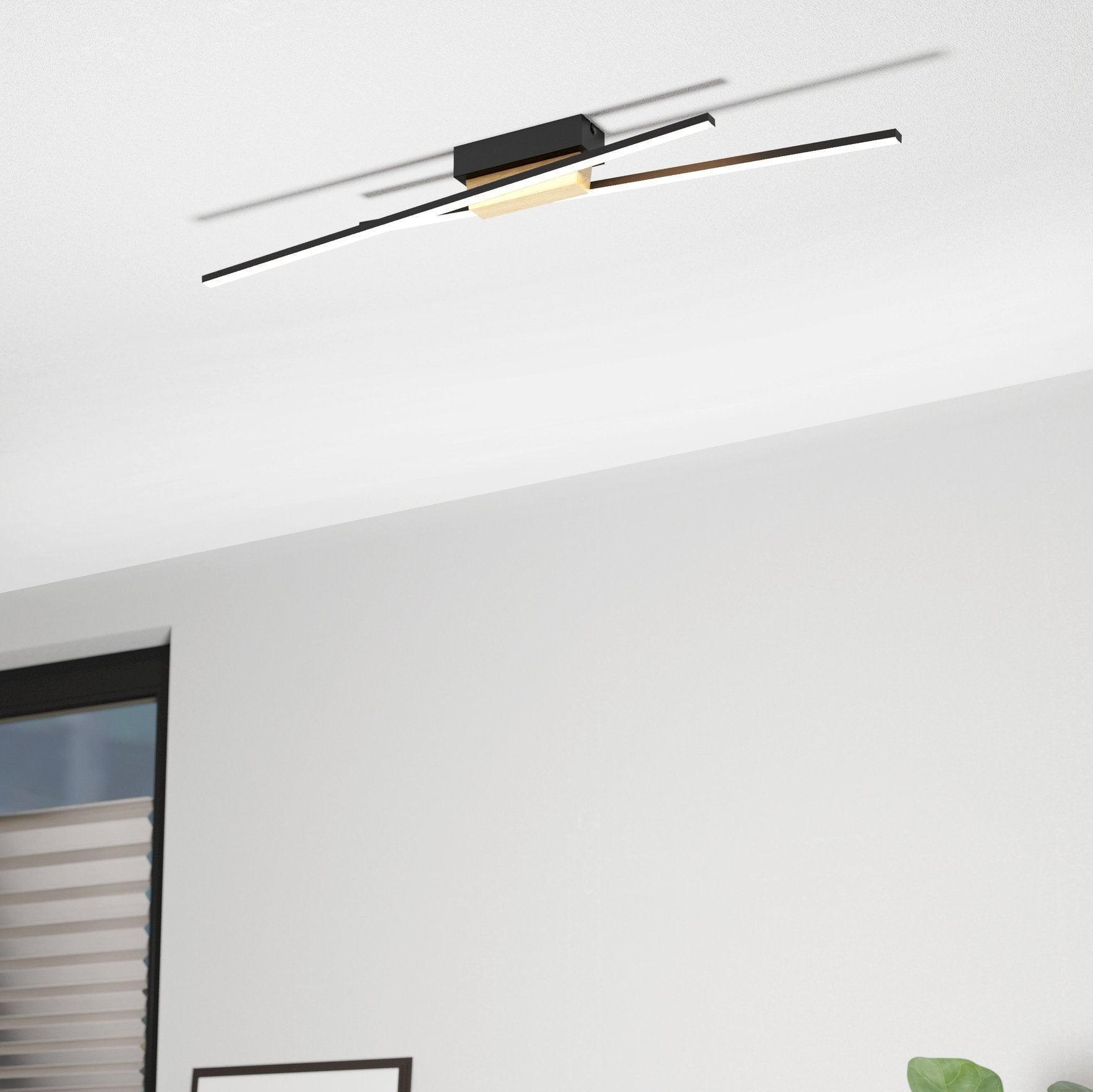 eglo panagria led black wooden flush ceiling light living room image