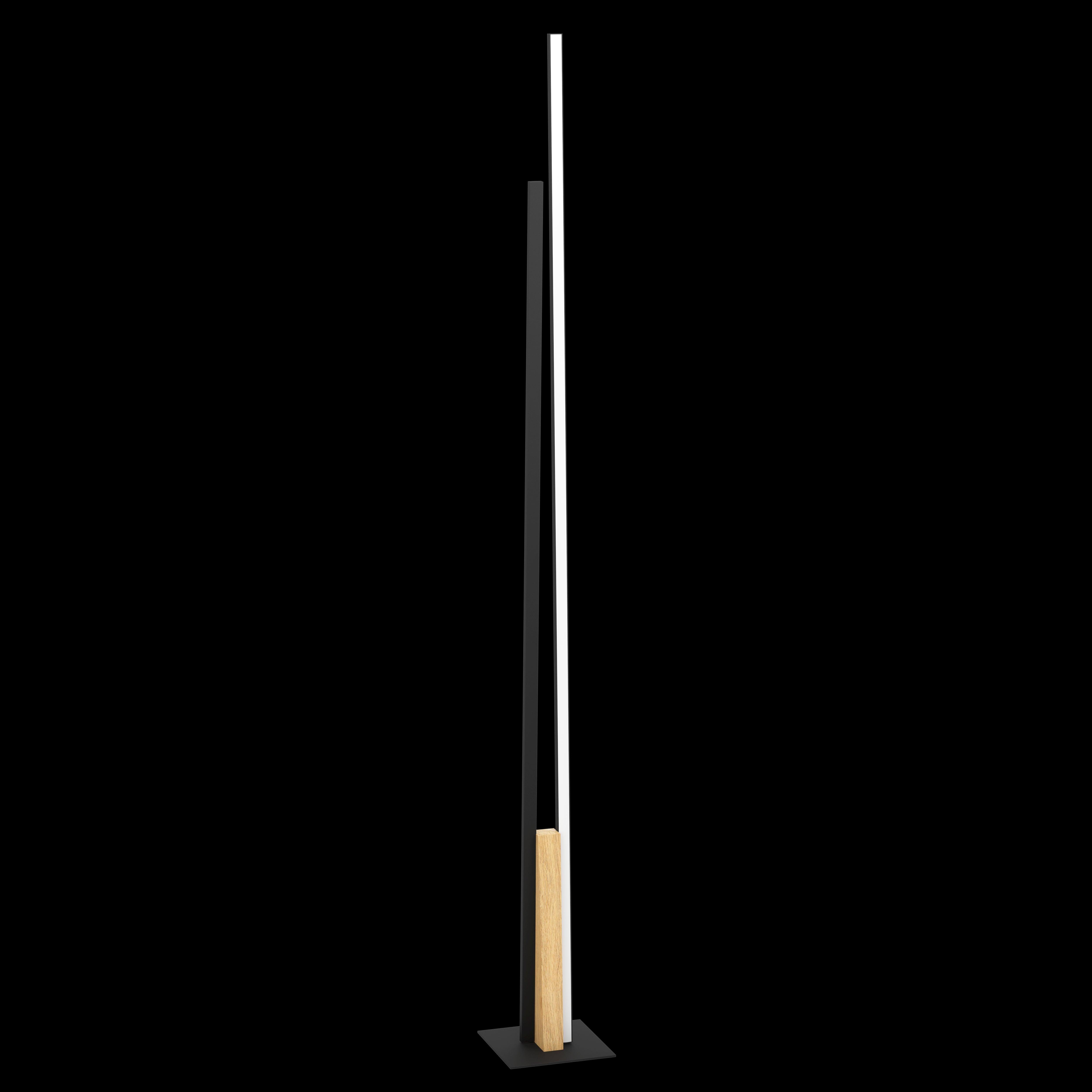 eglo panagria black metal natural wood led floor lamp living room image