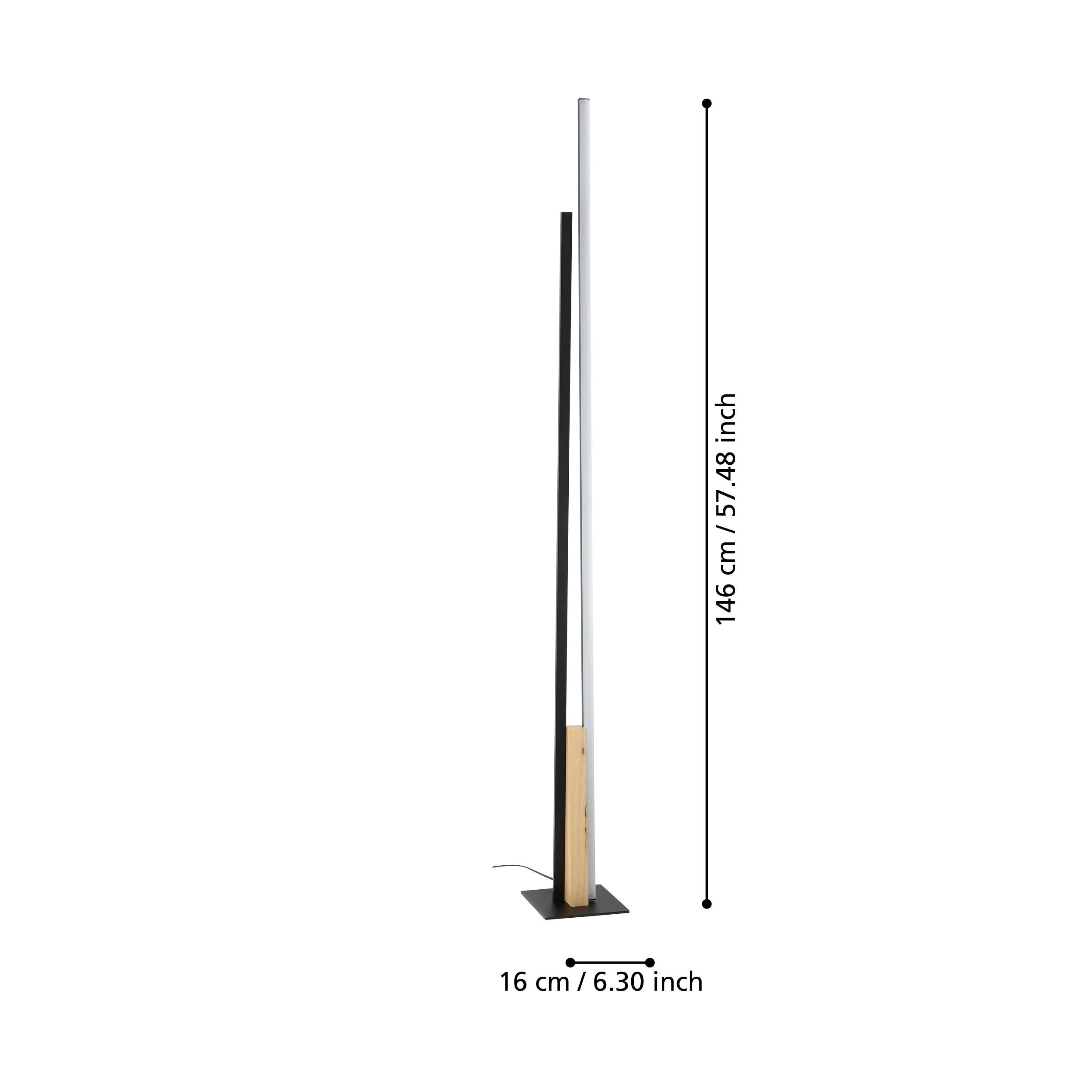 eglo panagria black metal natural wood led floor lamp living room close up