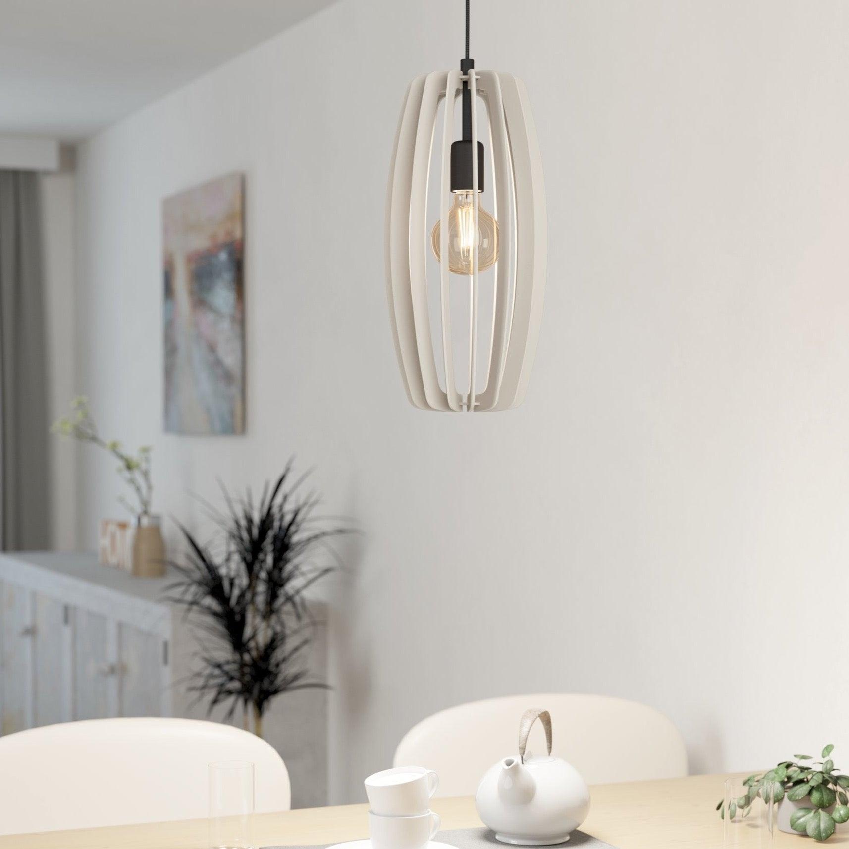 eglo bajazzara elongated grey wood segments ceiling pendant