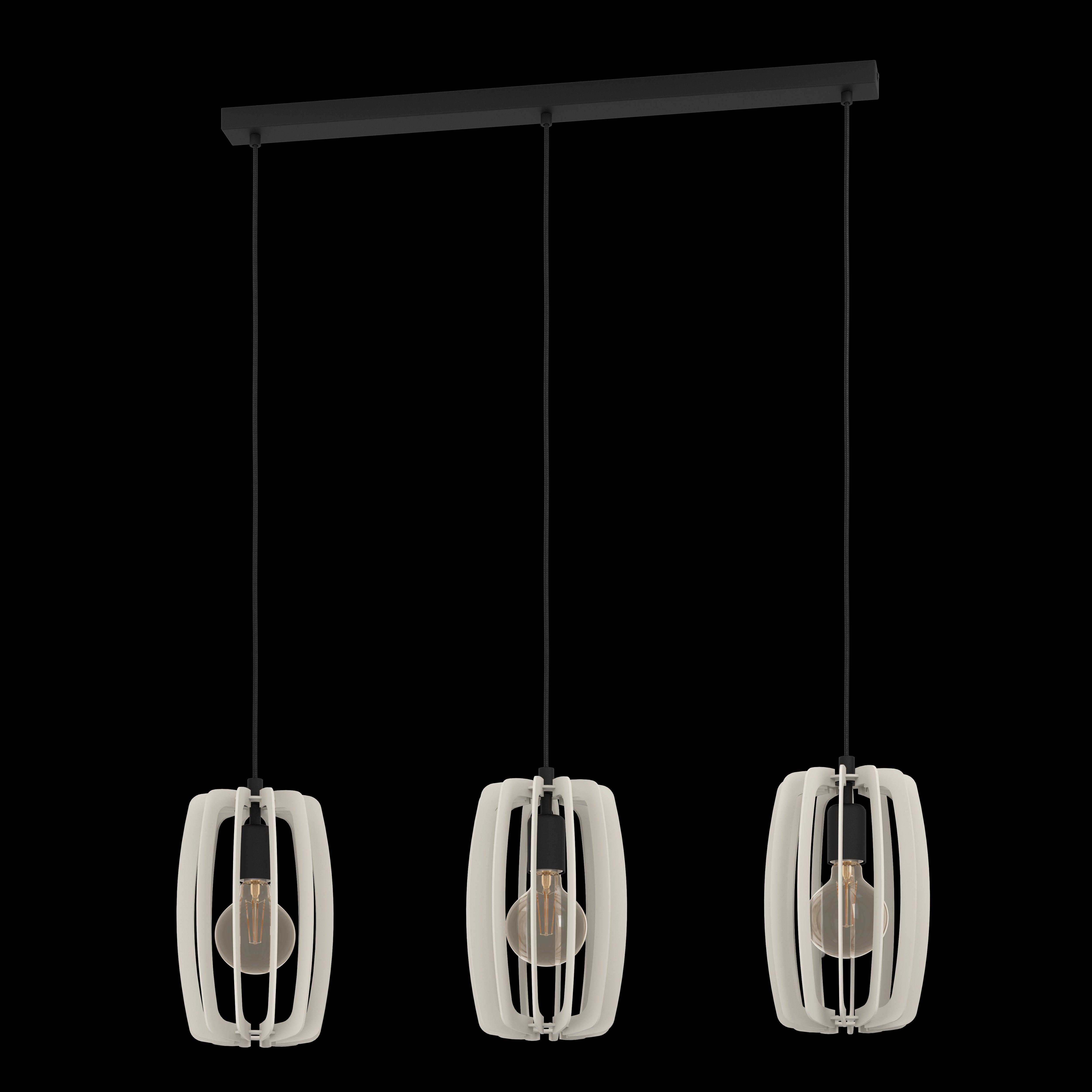eglo bajazzara 3 light grey wood segments ceiling pendant living room close up