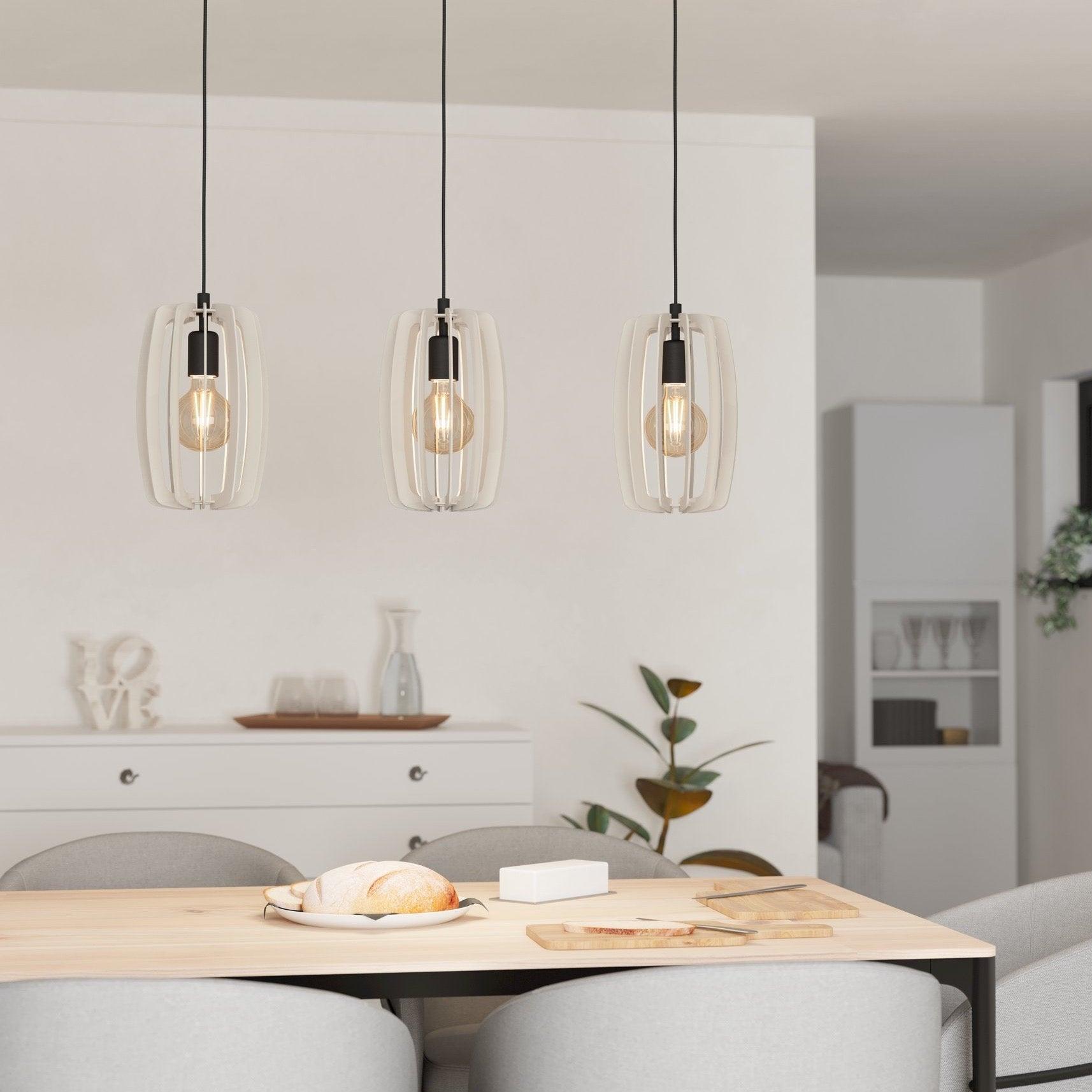 eglo bajazzara 3 light grey wood segments ceiling pendant