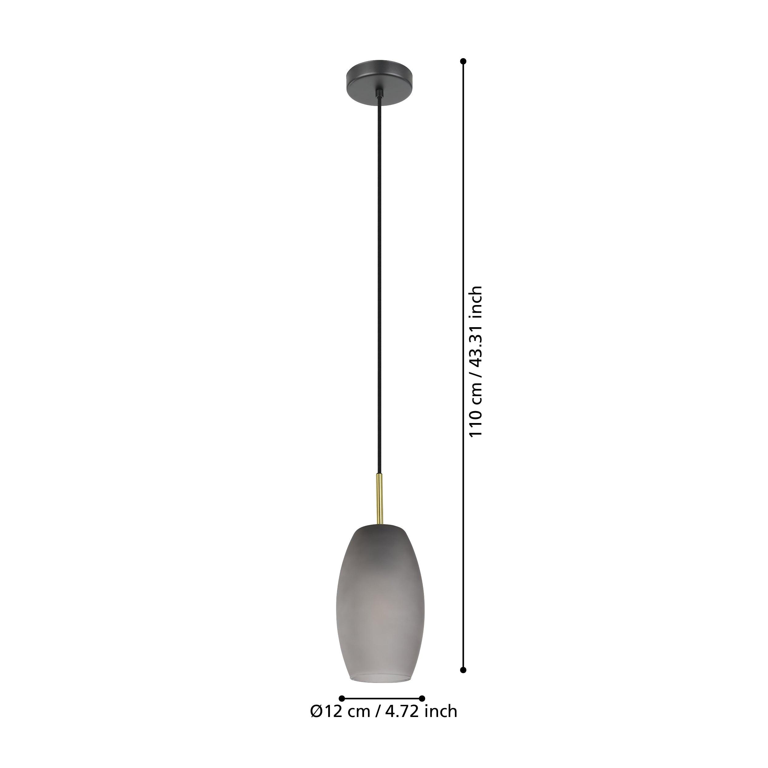 eglo batista grey satin glass brass pendant living room close up