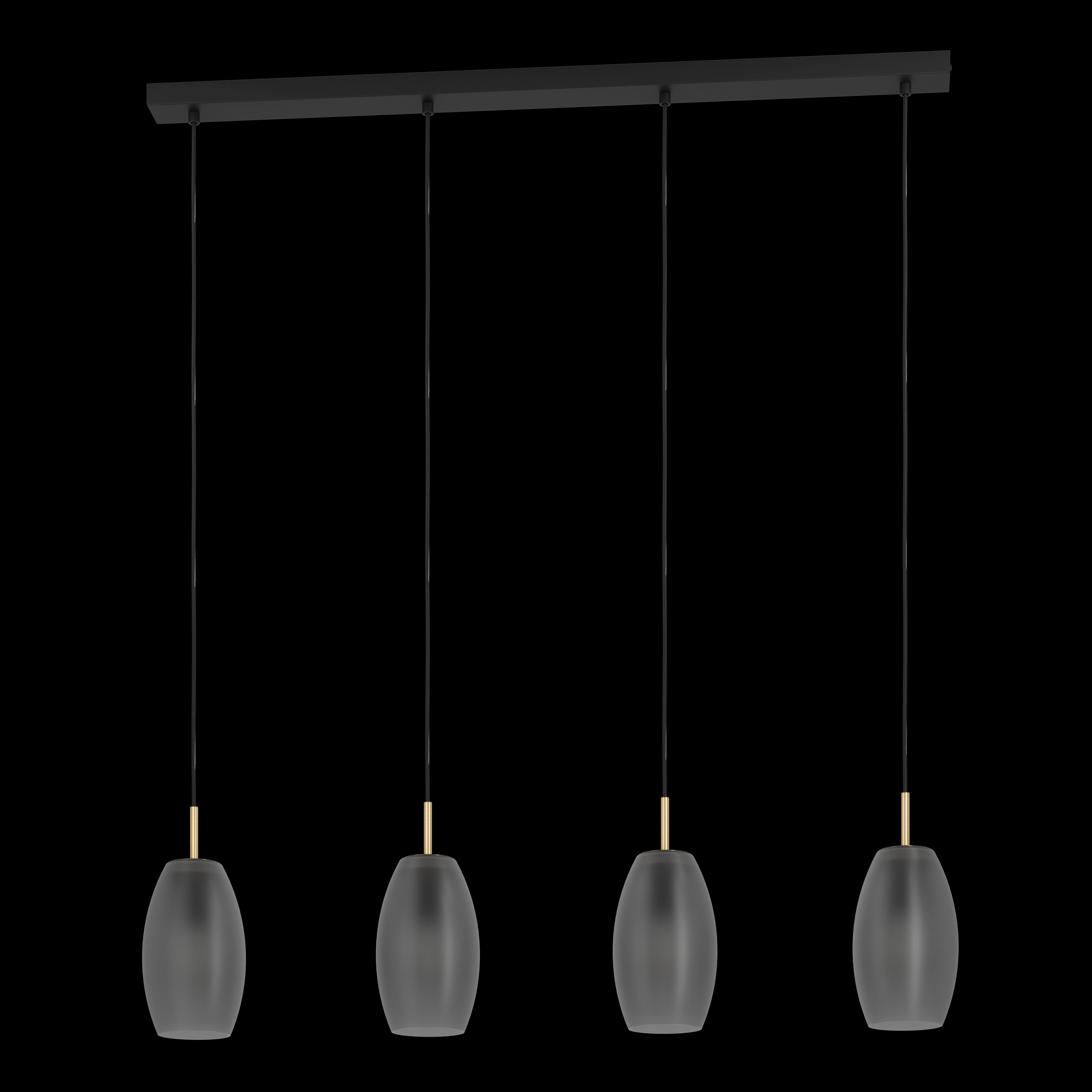 eglo batista 4 light grey satin glass brass pendant living room image
