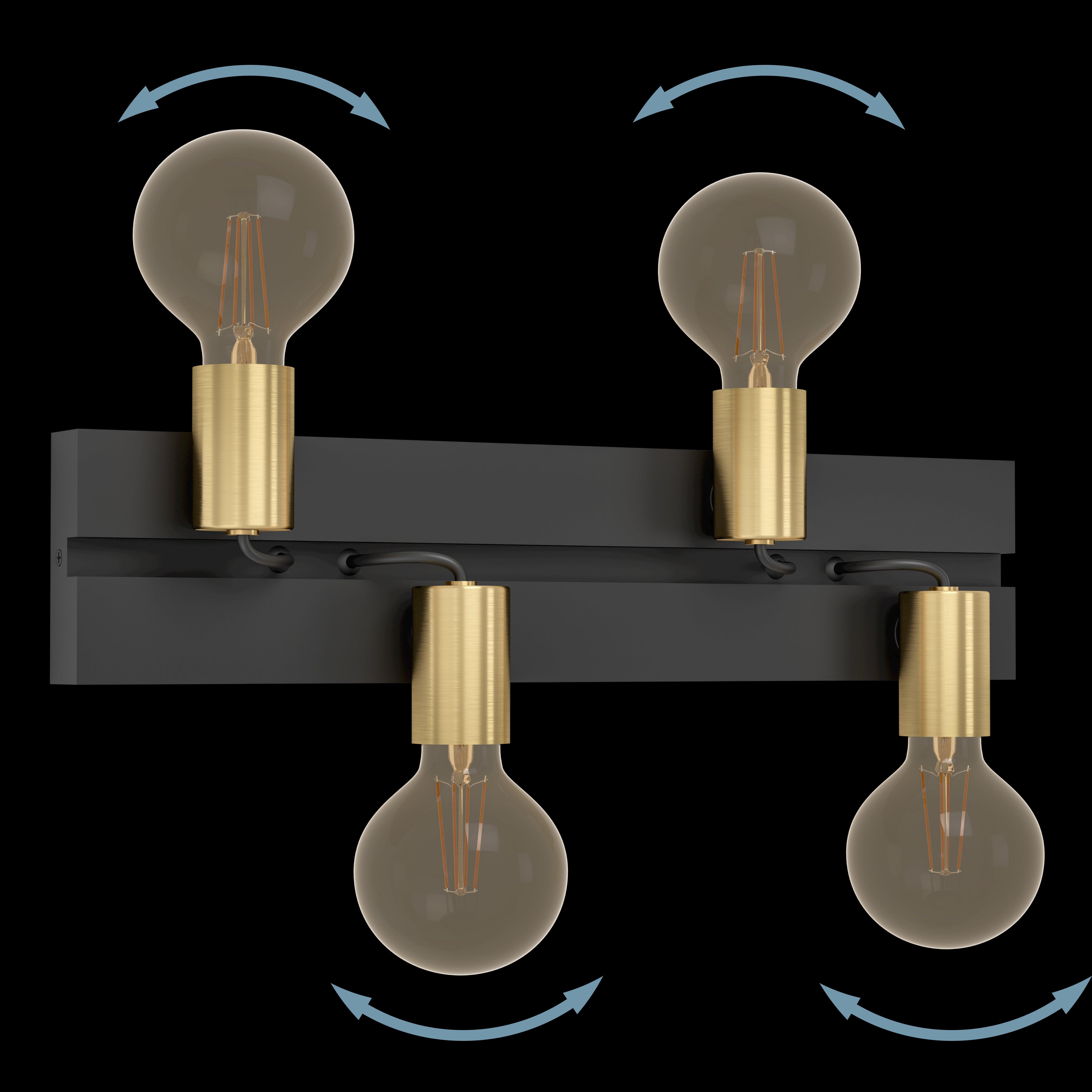 eglo macchione black brass 4 light wall light kitchen lighting 