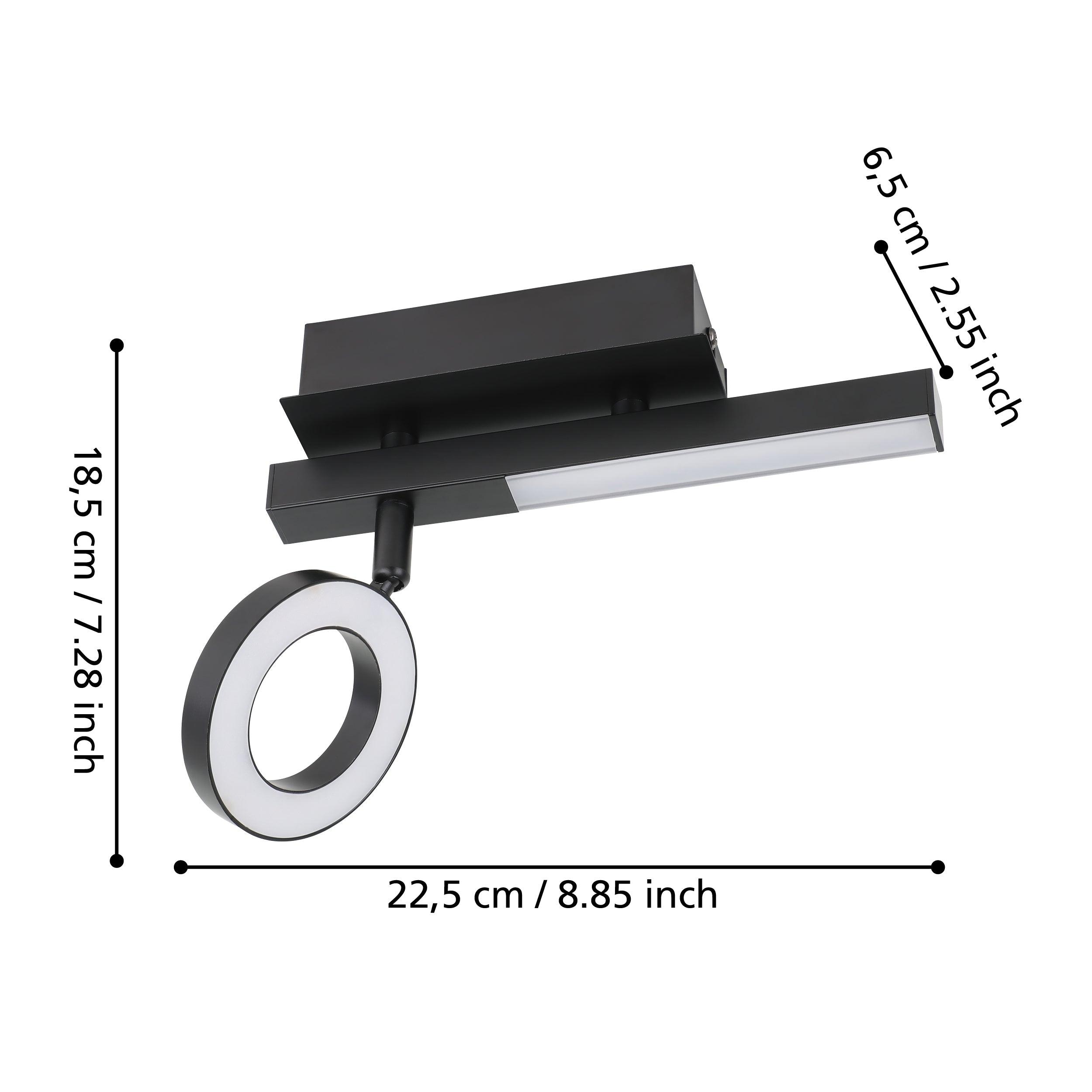 eglo cardillio 2 led black wall spotlight kitchen lighting 