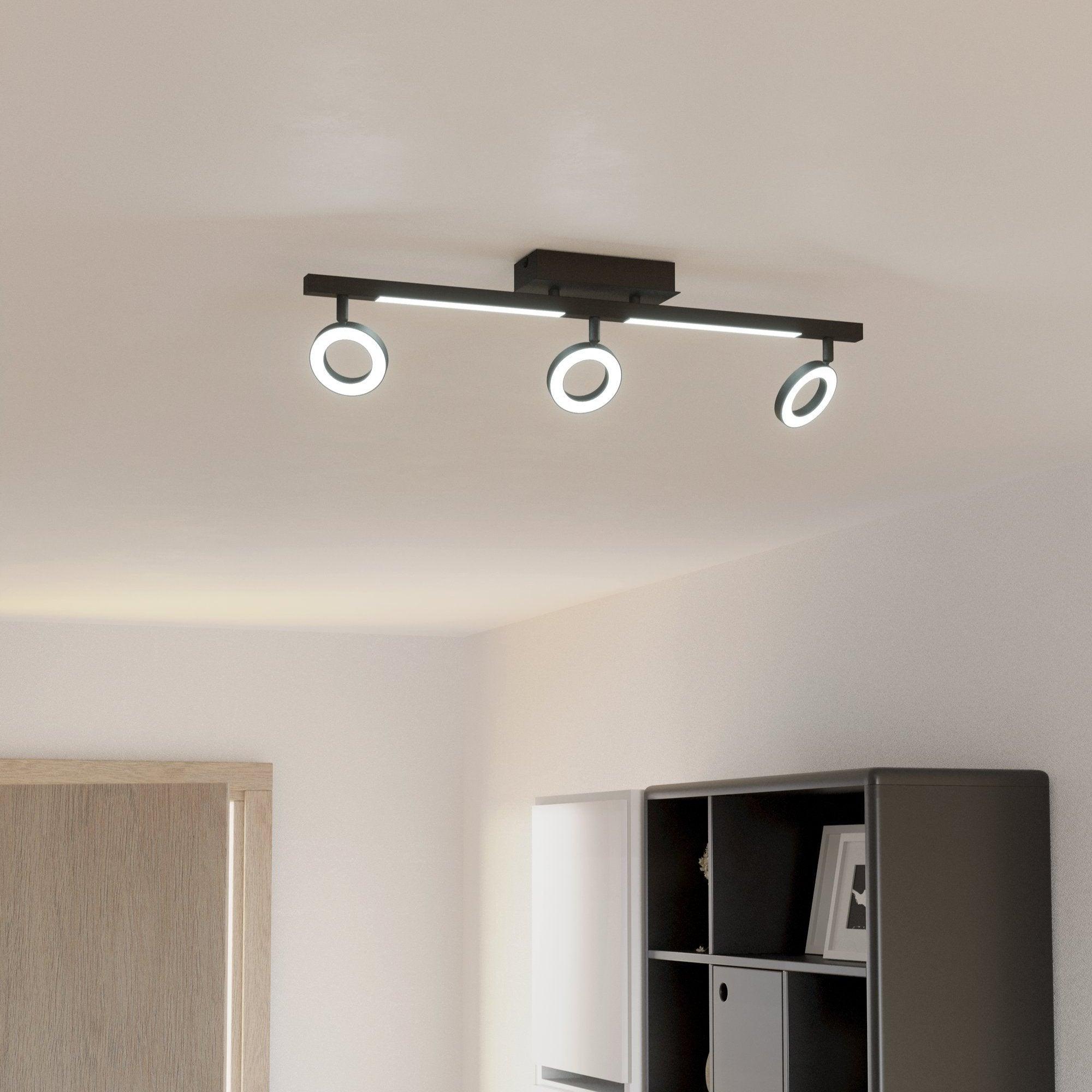 eglo cardillio 2 led black 3 light bar spotlight